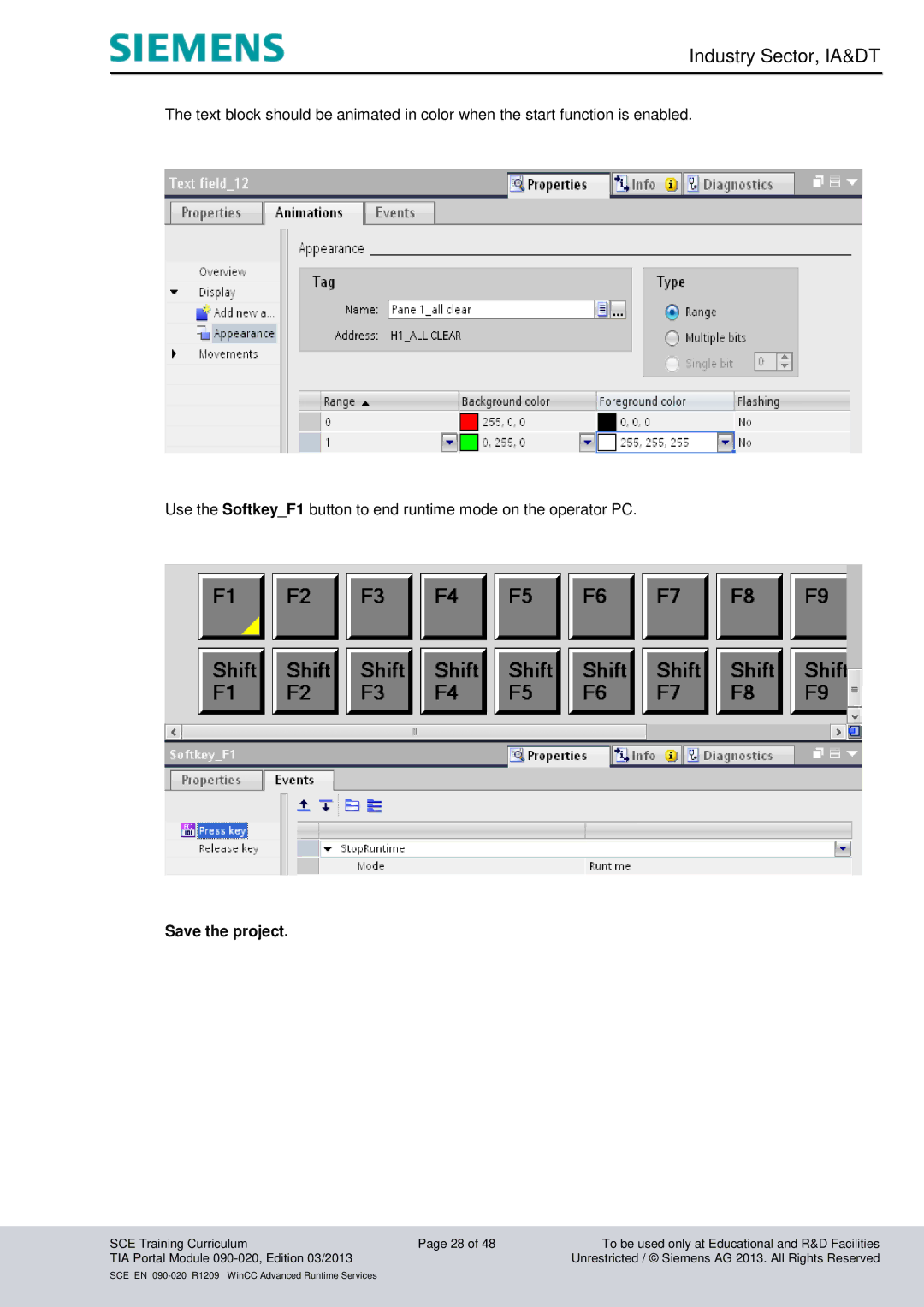 Siemens TIA Portal Module 090-020 manual Save the project 