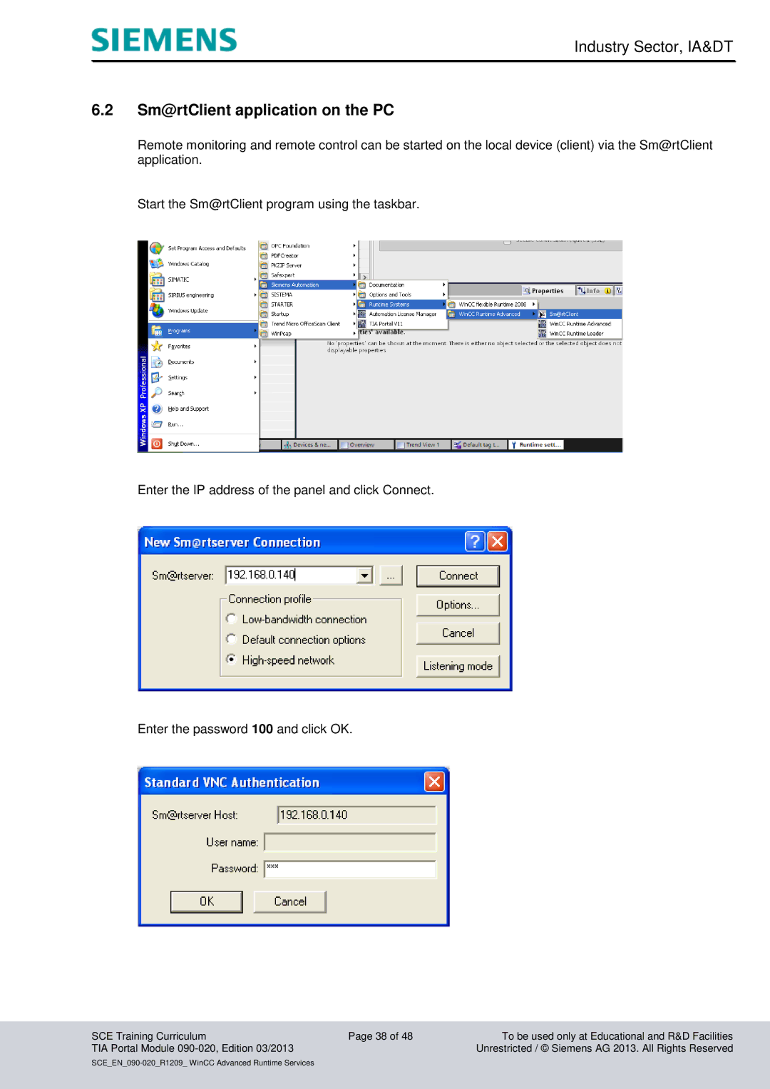 Siemens TIA Portal Module 090-020 manual Sm@rtClient application on the PC 