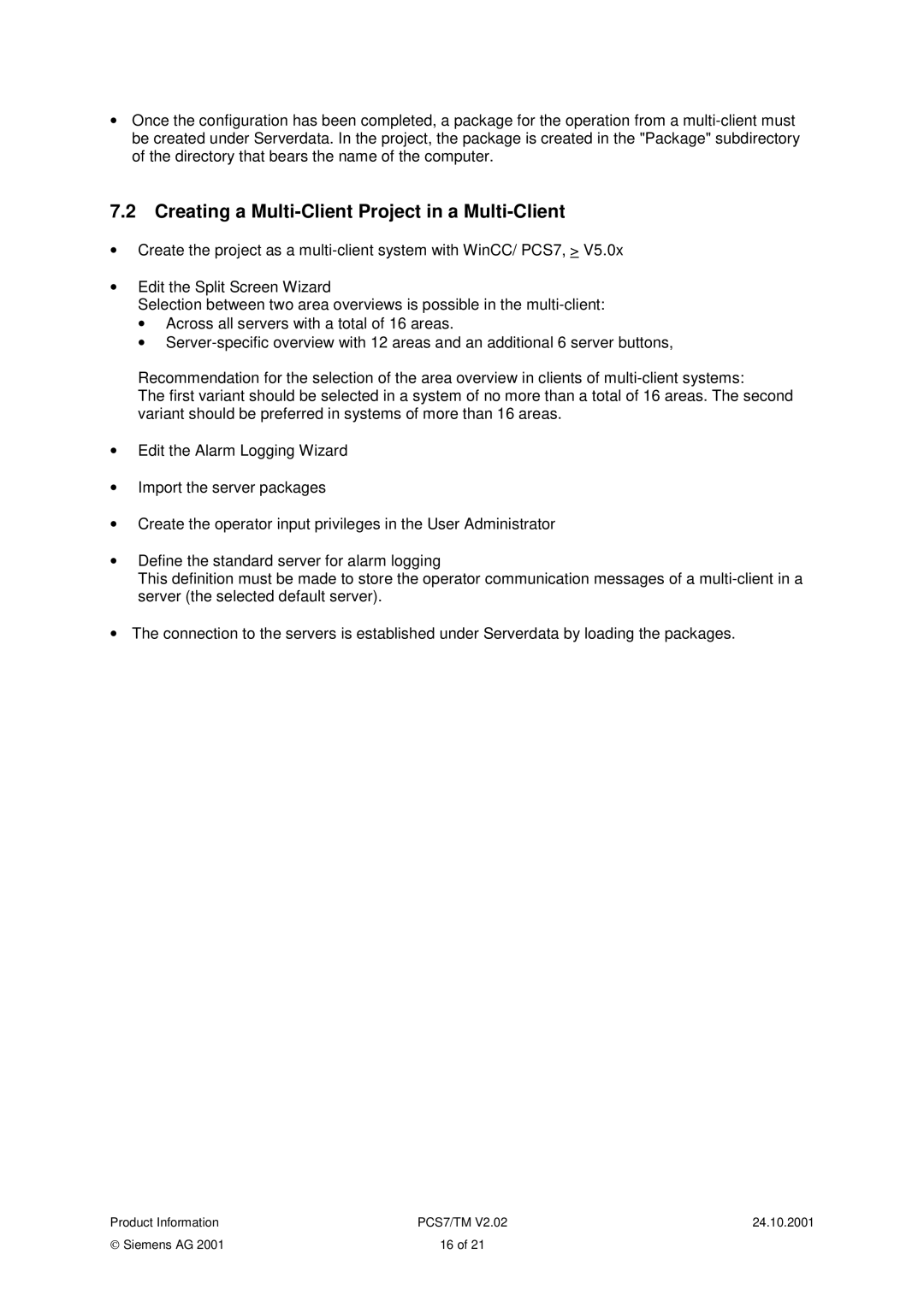 Siemens TM, PCS7 manual Creating a Multi-Client Project in a Multi-Client 