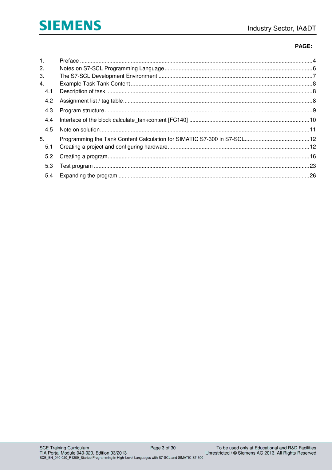 Siemens TOA portal module 040-020 manual Industry Sector, IA&DT 