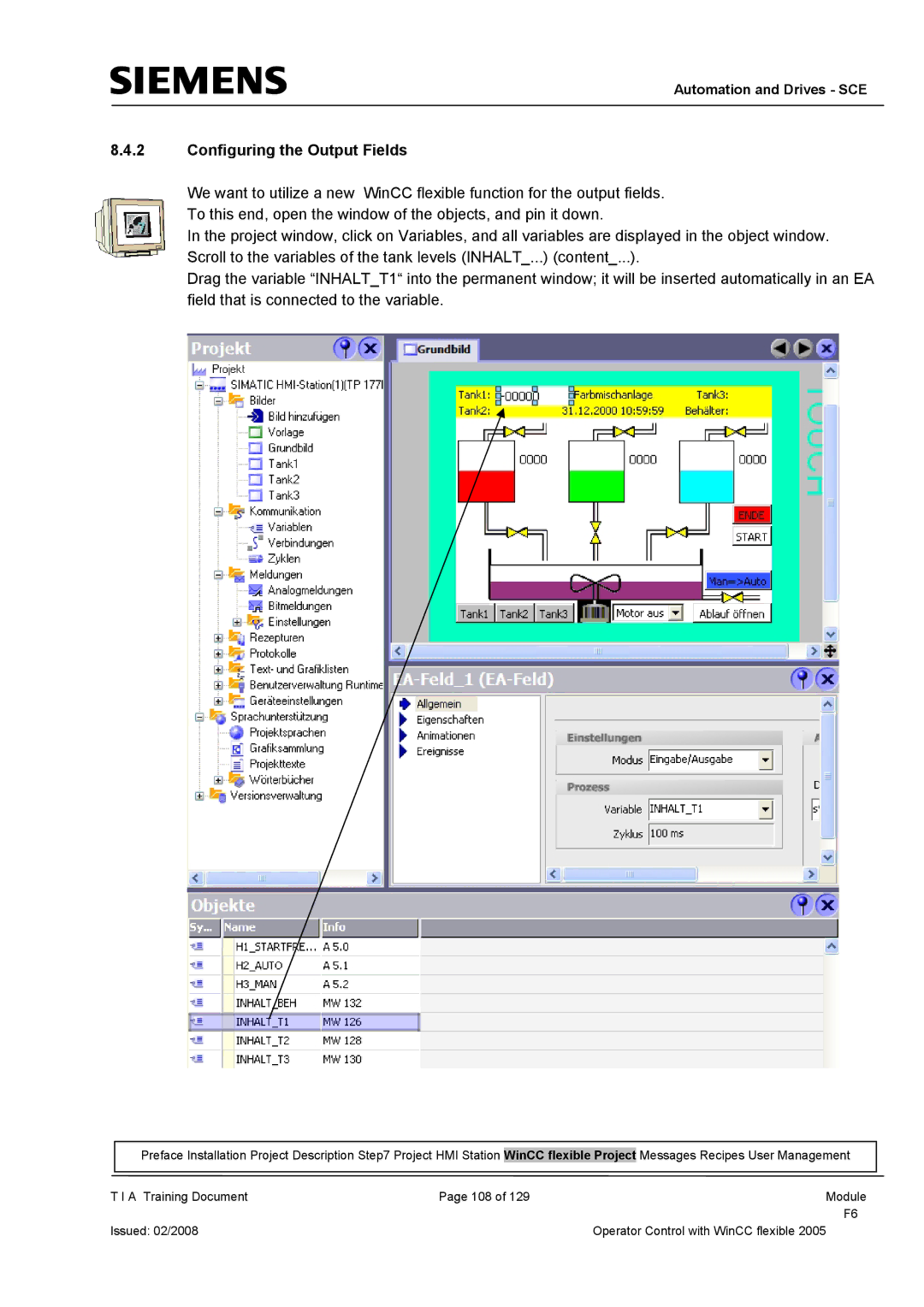 Siemens TP177B manual Configuring the Output Fields 