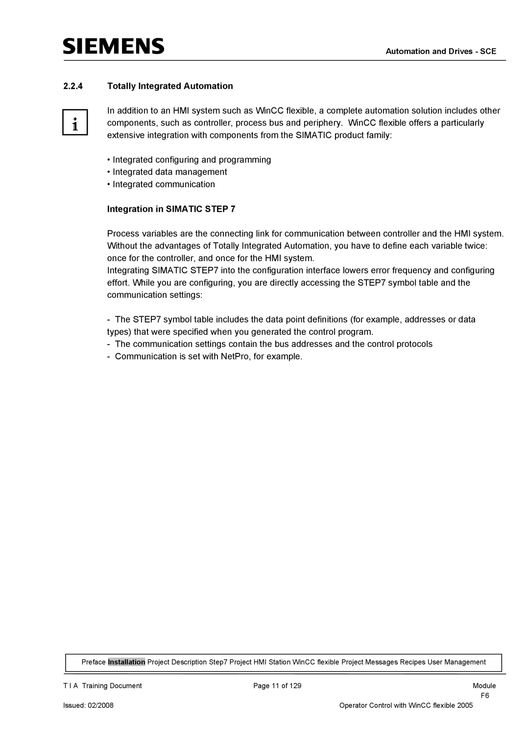 Siemens TP177B manual Totally Integrated Automation, Integration in Simatic Step 