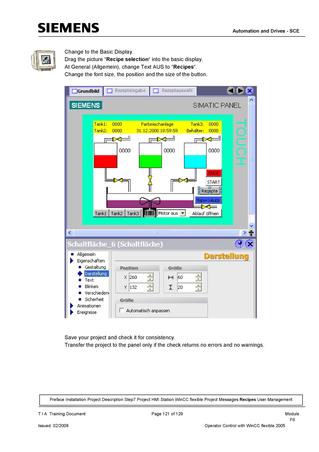 Siemens TP177B manual Automation and Drives SCE 