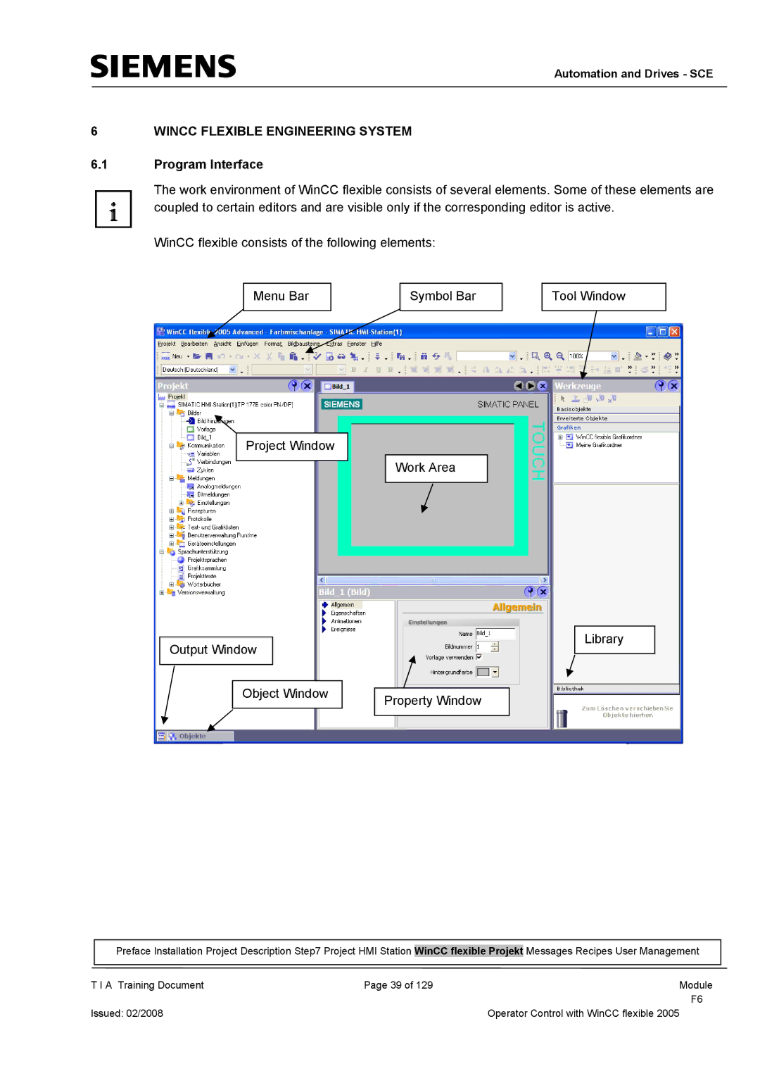 Siemens TP177B manual Wincc Flexible Engineering System, Program Interface 