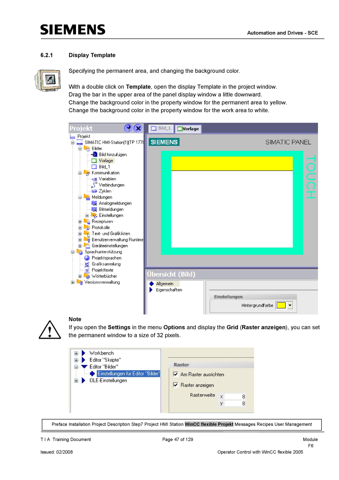 Siemens TP177B manual Display Template 