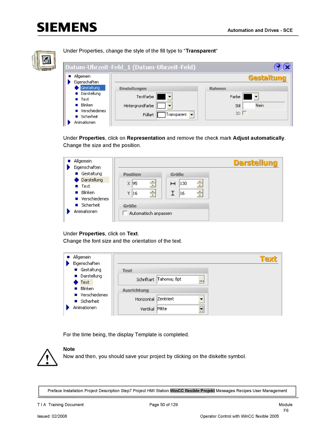 Siemens TP177B manual Automation and Drives SCE 