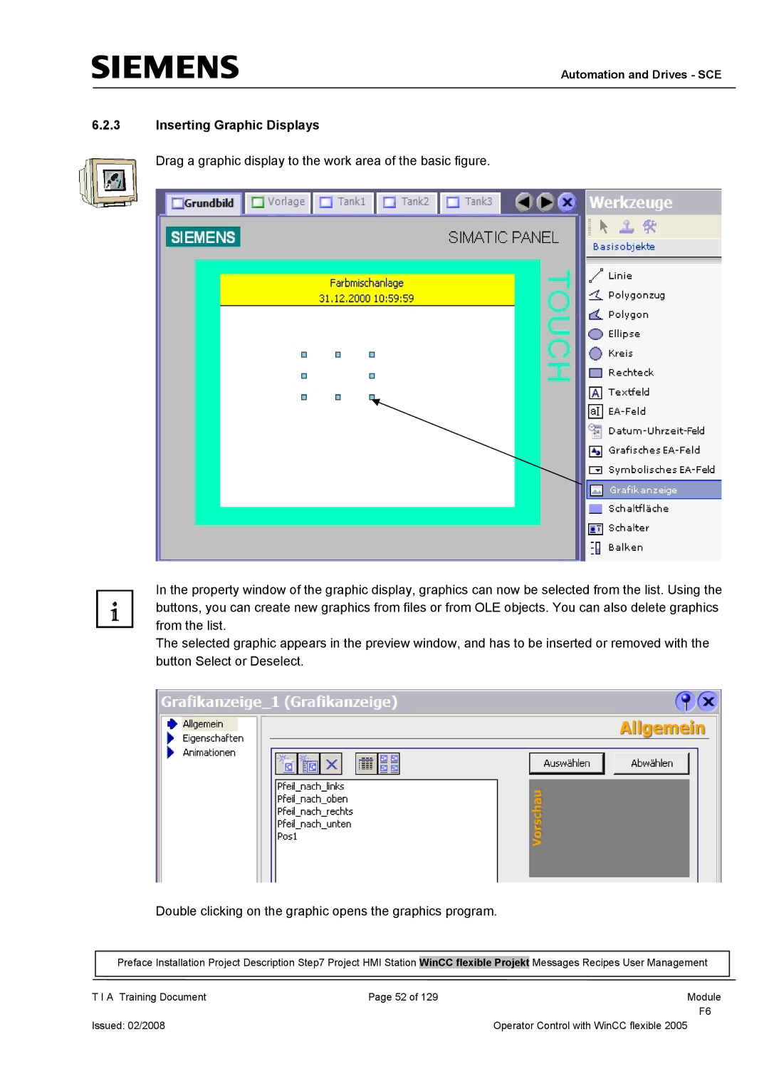 Siemens TP177B manual Inserting Graphic Displays 