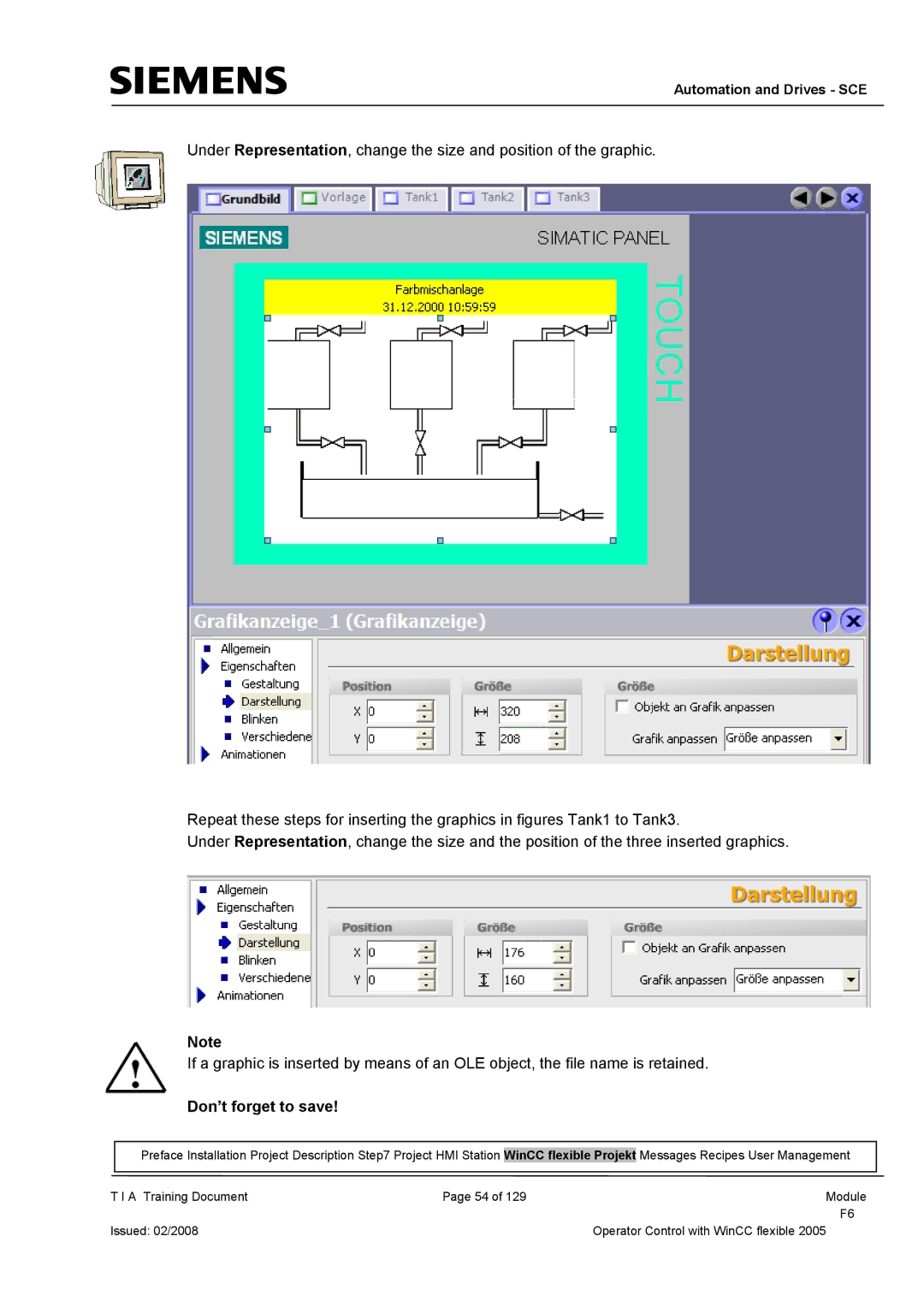 Siemens TP177B manual Don’t forget to save 