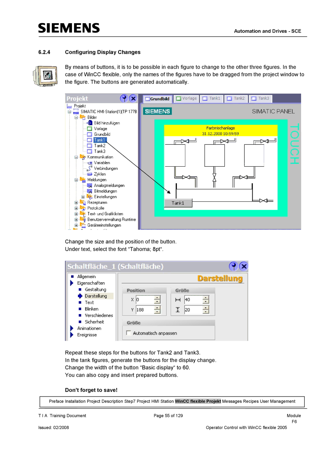 Siemens TP177B manual Configuring Display Changes 