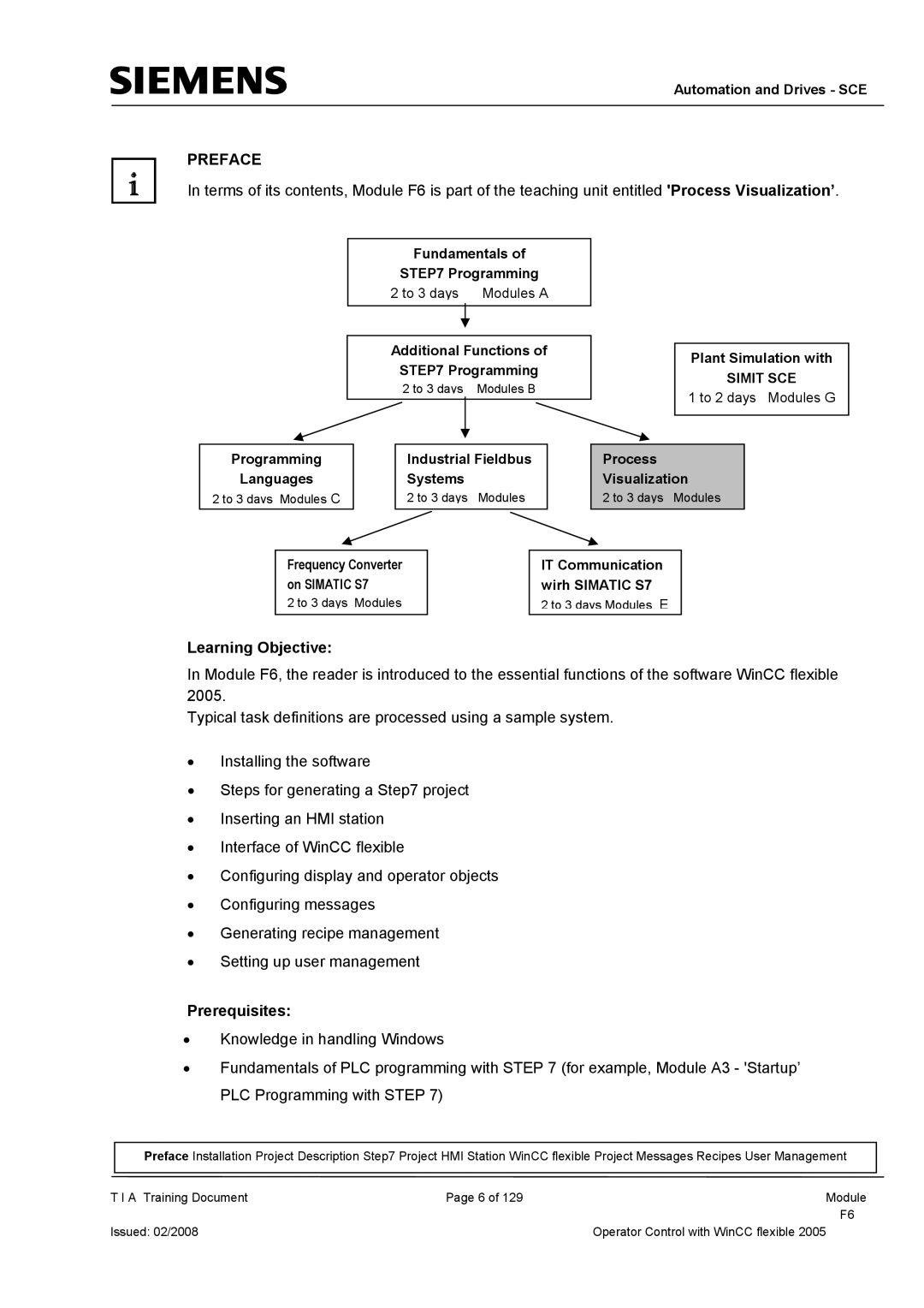 Siemens TP177B manual Preface, Learning Objective, Prerequisites 