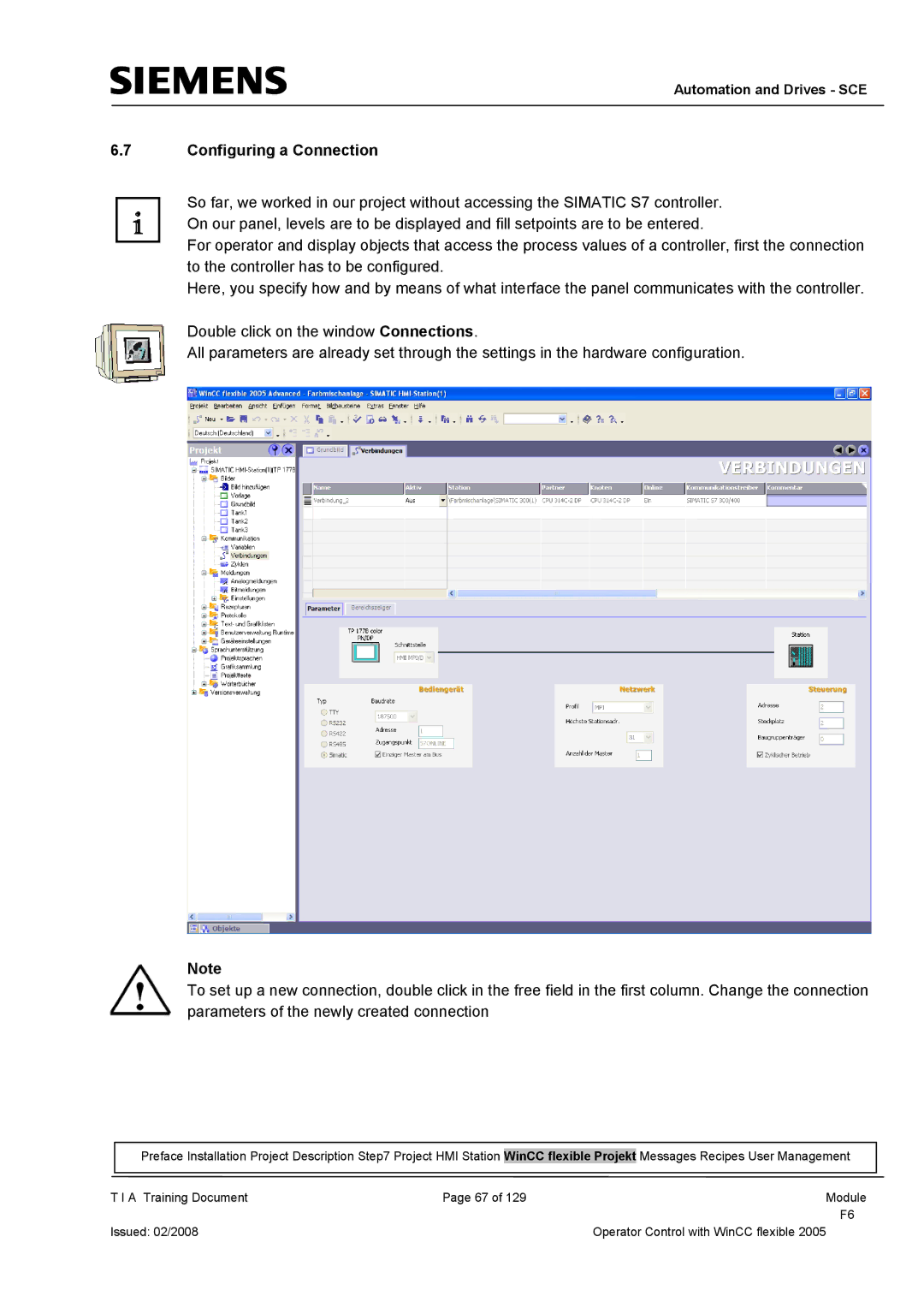 Siemens TP177B manual Configuring a Connection 