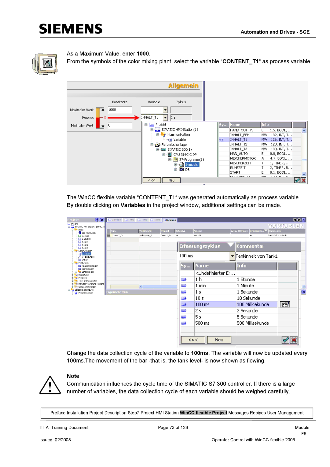 Siemens TP177B manual Automation and Drives SCE 