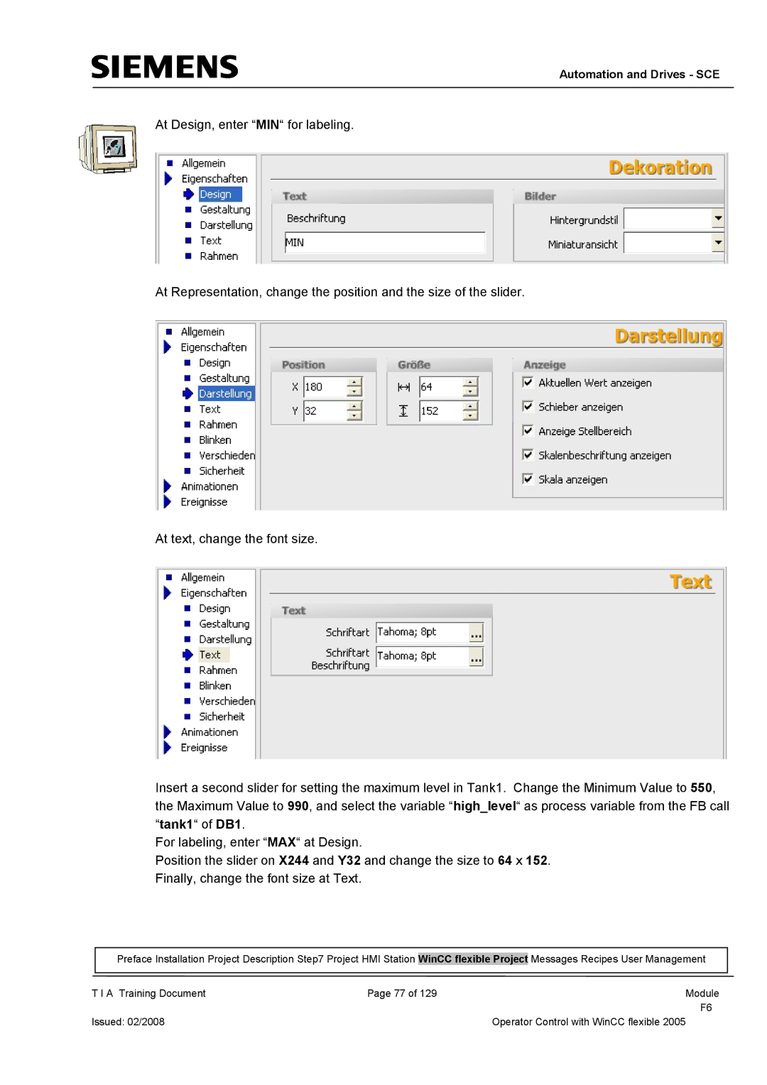 Siemens TP177B manual Automation and Drives SCE 