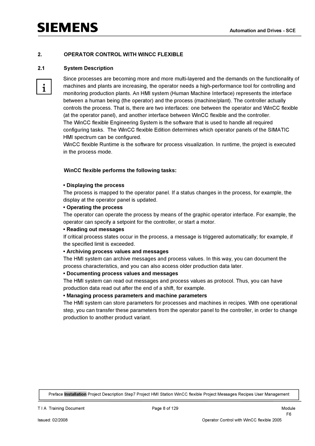 Siemens TP177B manual Operator Control with Wincc Flexible 