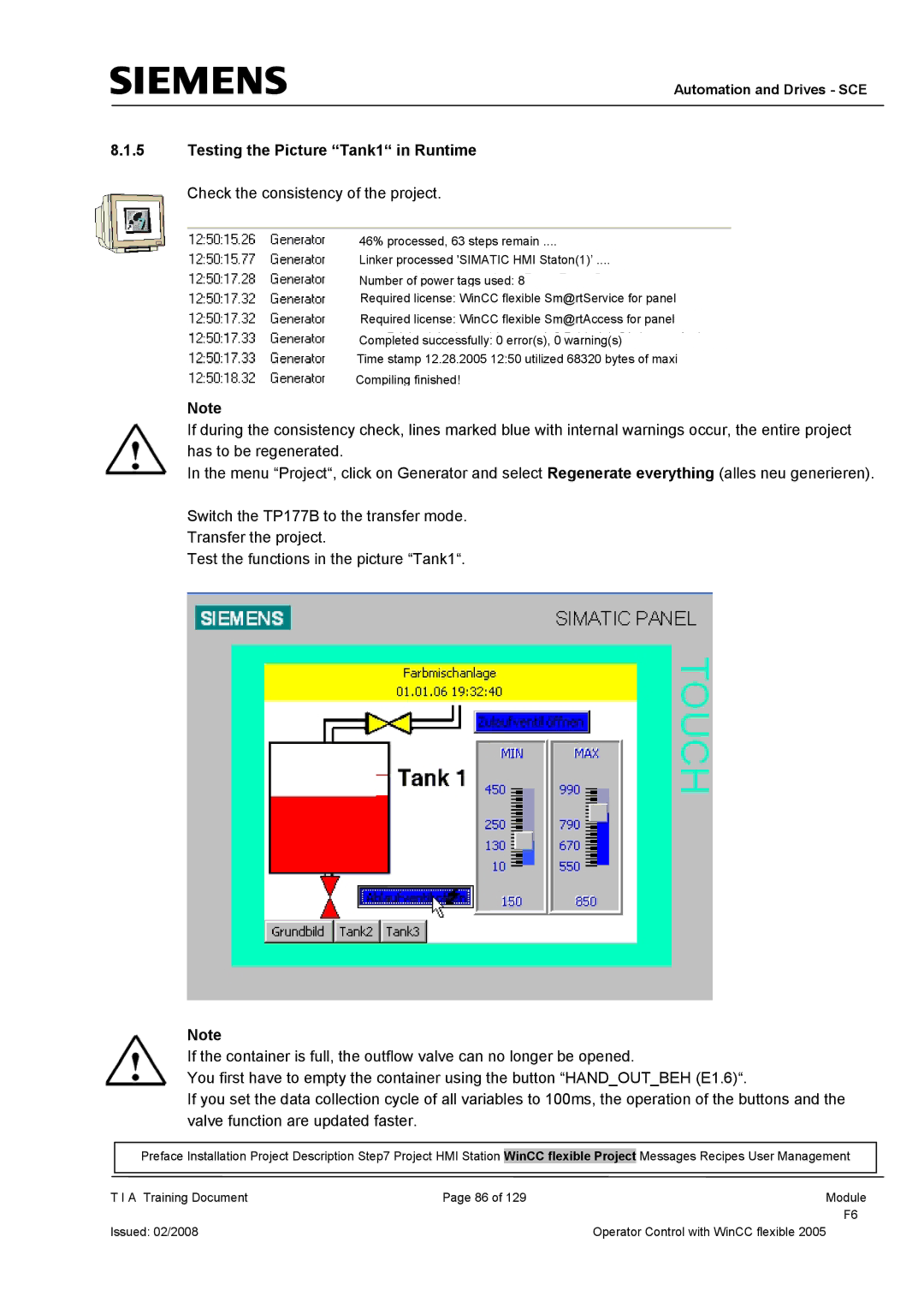 Siemens TP177B manual Automation and Drives SCE 