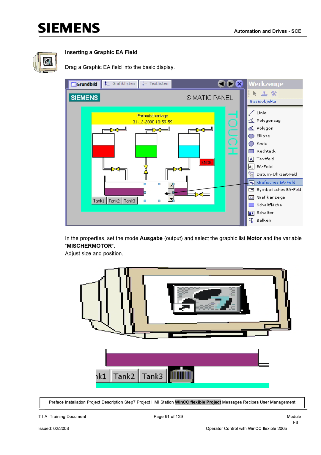 Siemens TP177B manual Inserting a Graphic EA Field 