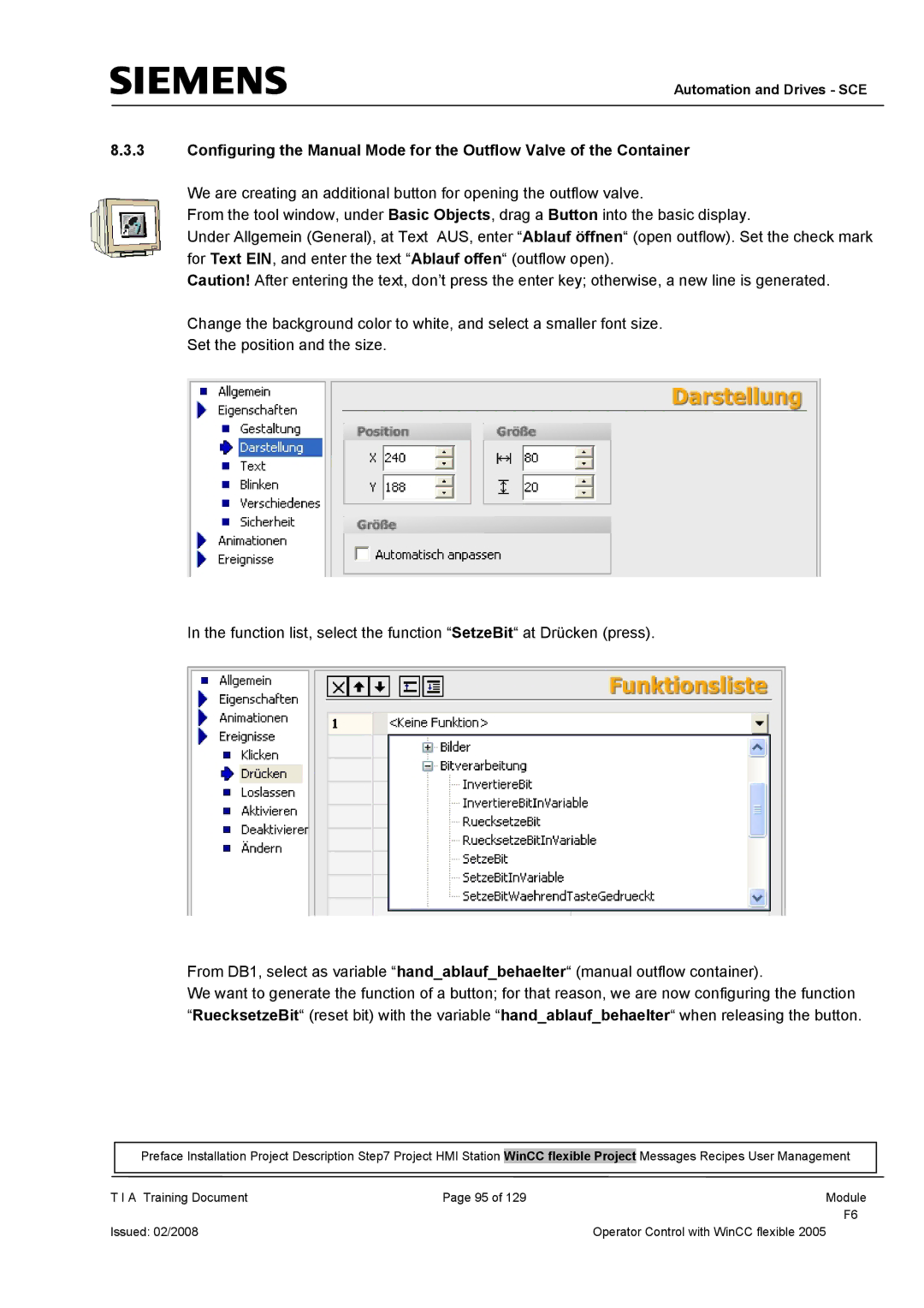 Siemens TP177B manual Automation and Drives SCE 