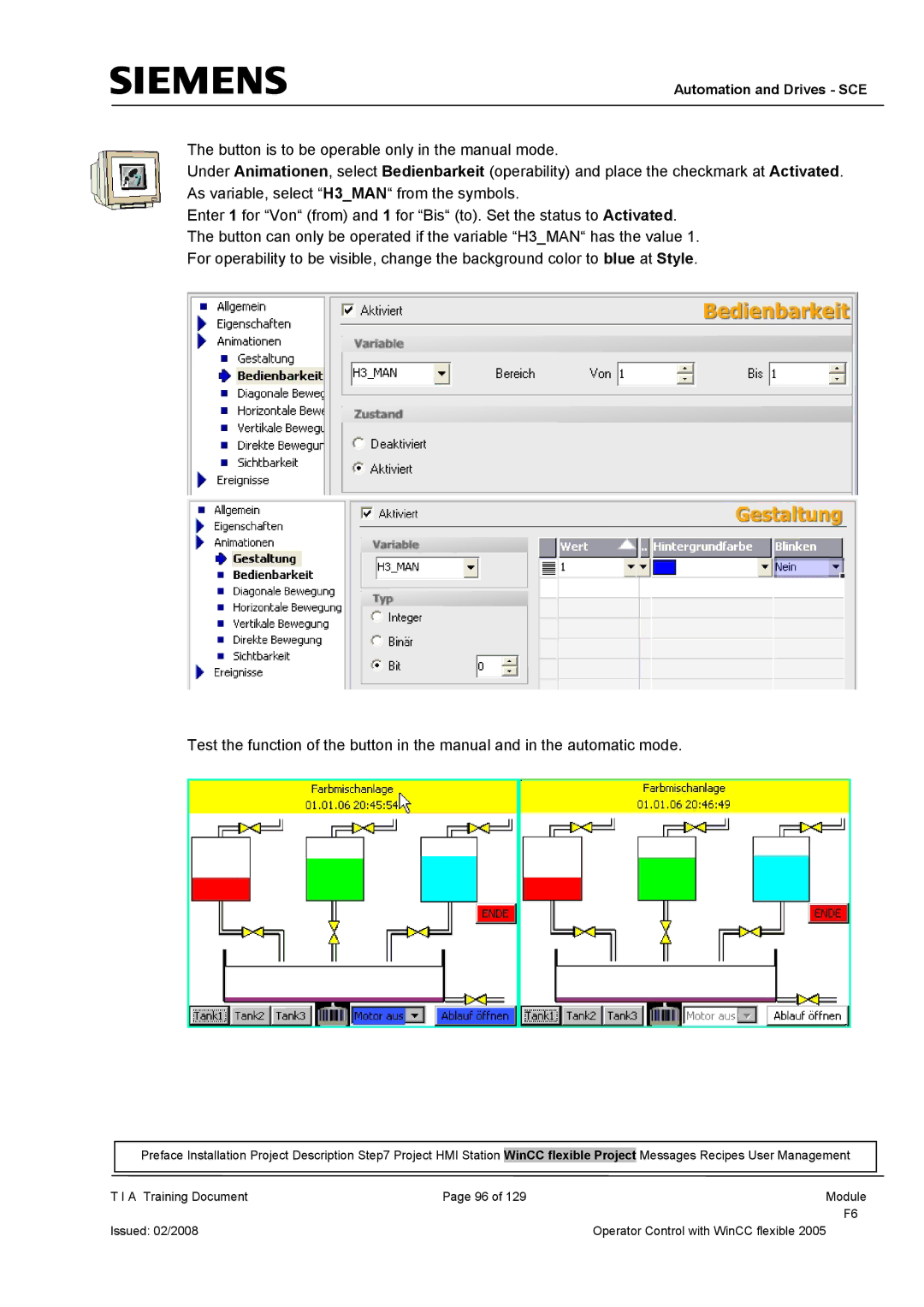 Siemens TP177B manual Automation and Drives SCE 