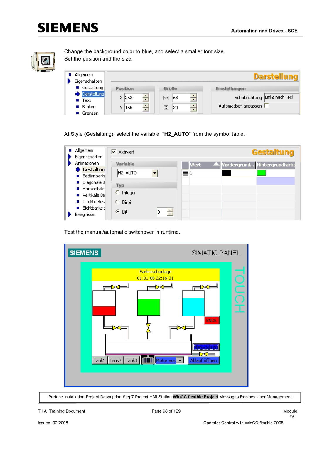 Siemens TP177B manual Automation and Drives SCE 