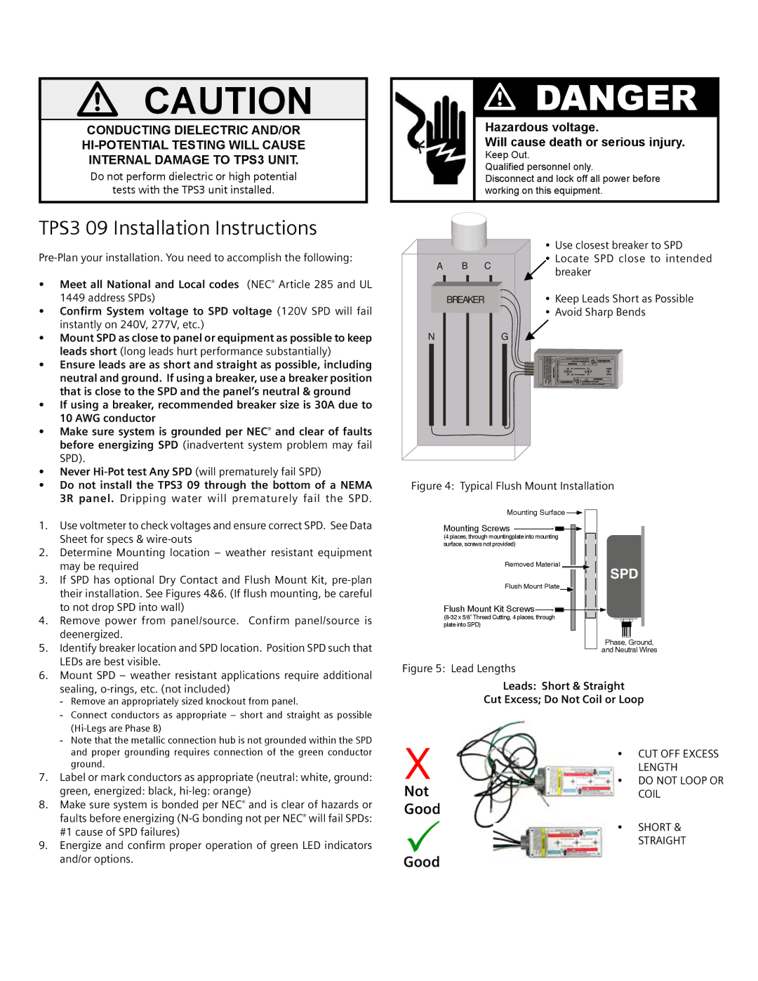 Siemens TPS3 09 Sheet for specs & wire-outs, Determine Mounting location weather resistant equipment, May be required 