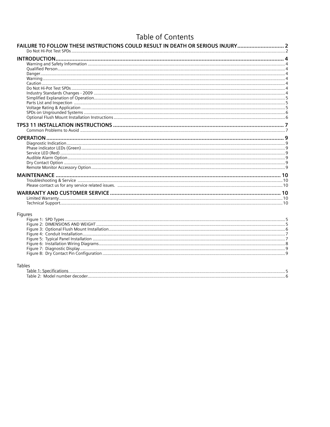 Siemens TPS3 11 user manual Table of Contents 