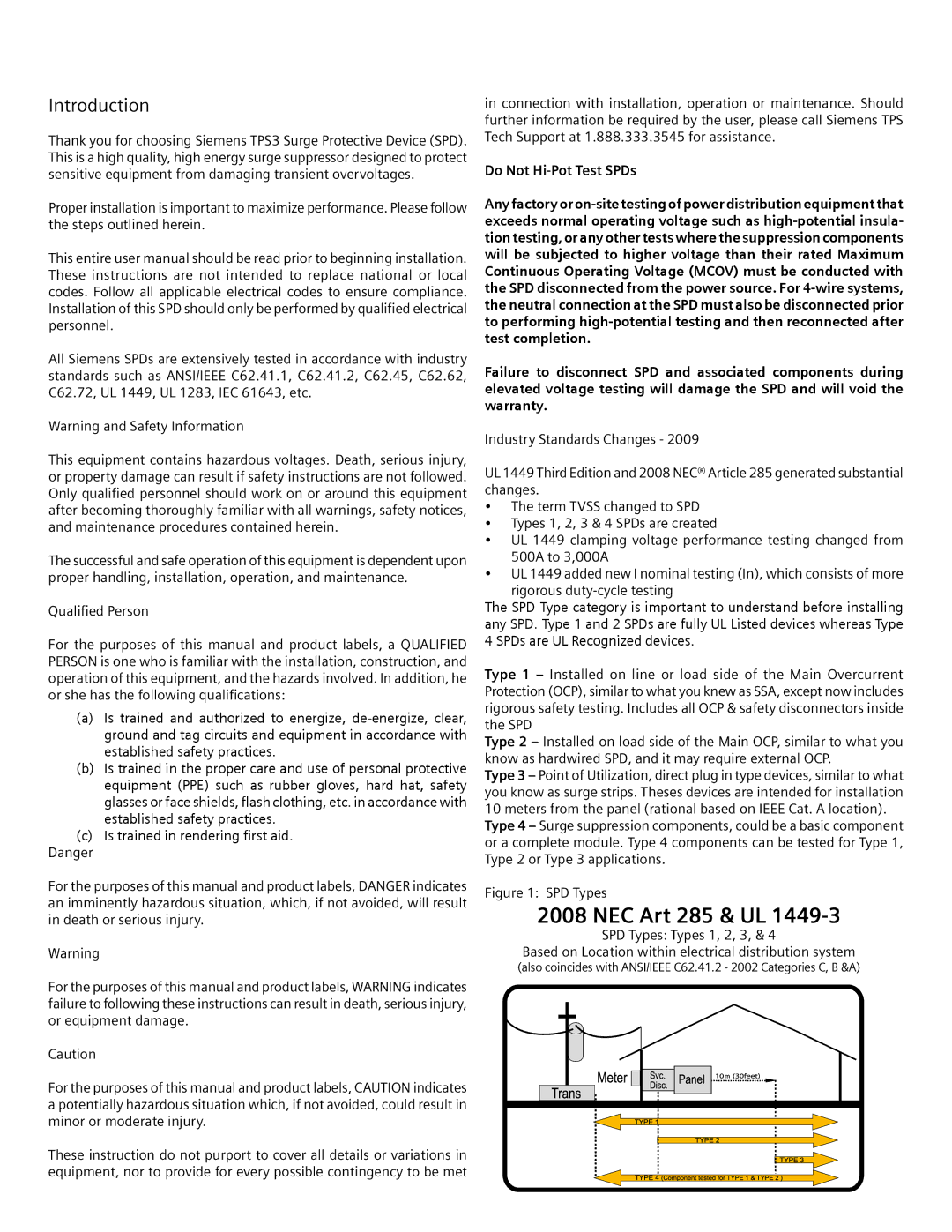 Siemens TPS3 11 user manual Introduction, SPD Types 