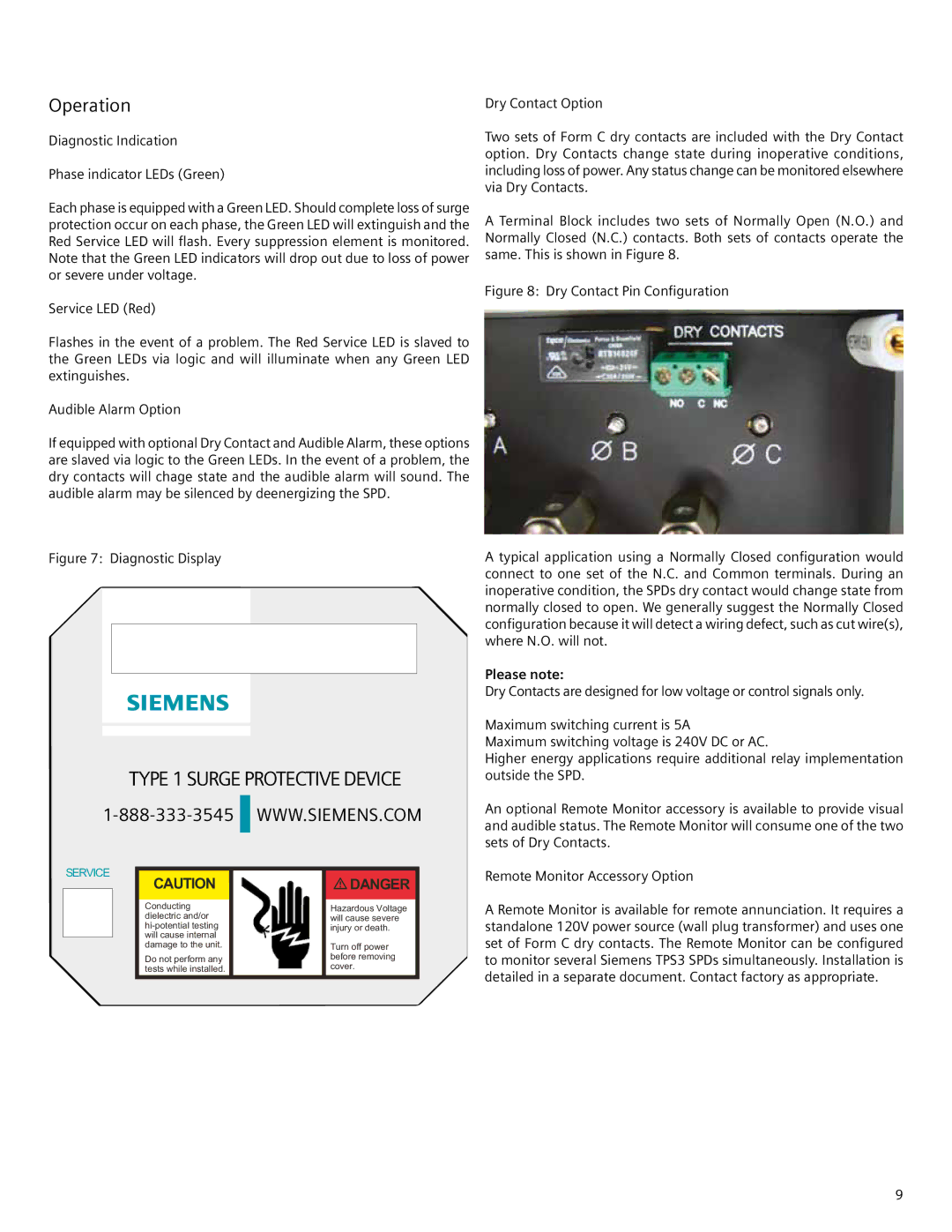 Siemens TPS3 11 user manual Operation, Please note 