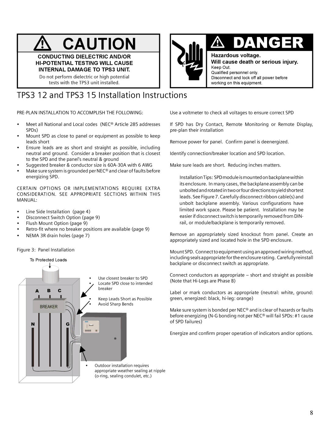 Siemens user manual TPS3 12 and TPS3 15 Installation Instructions 