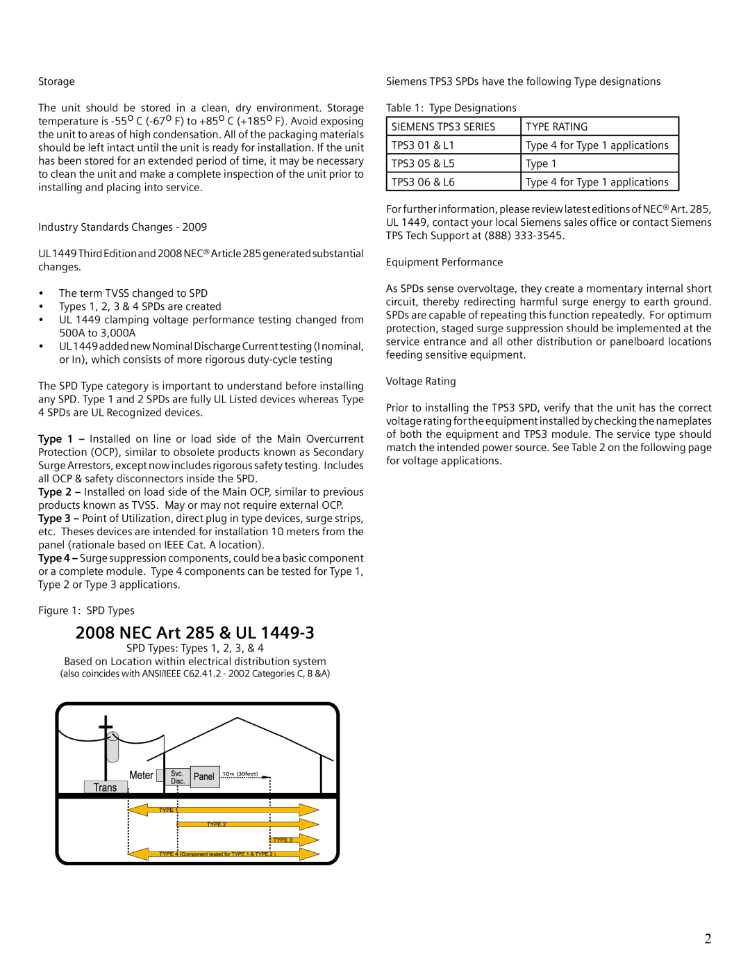 Siemens TPS3 user manual NEC Art 285 & UL 