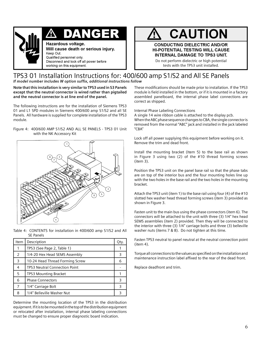 Siemens TPS3 user manual Replace deadfront and trim 