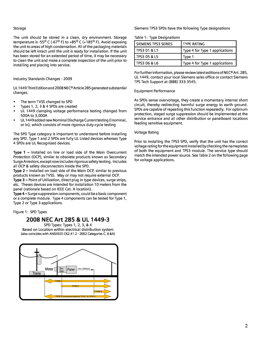 Siemens TPS3 user manual NEC Art 285 & UL 