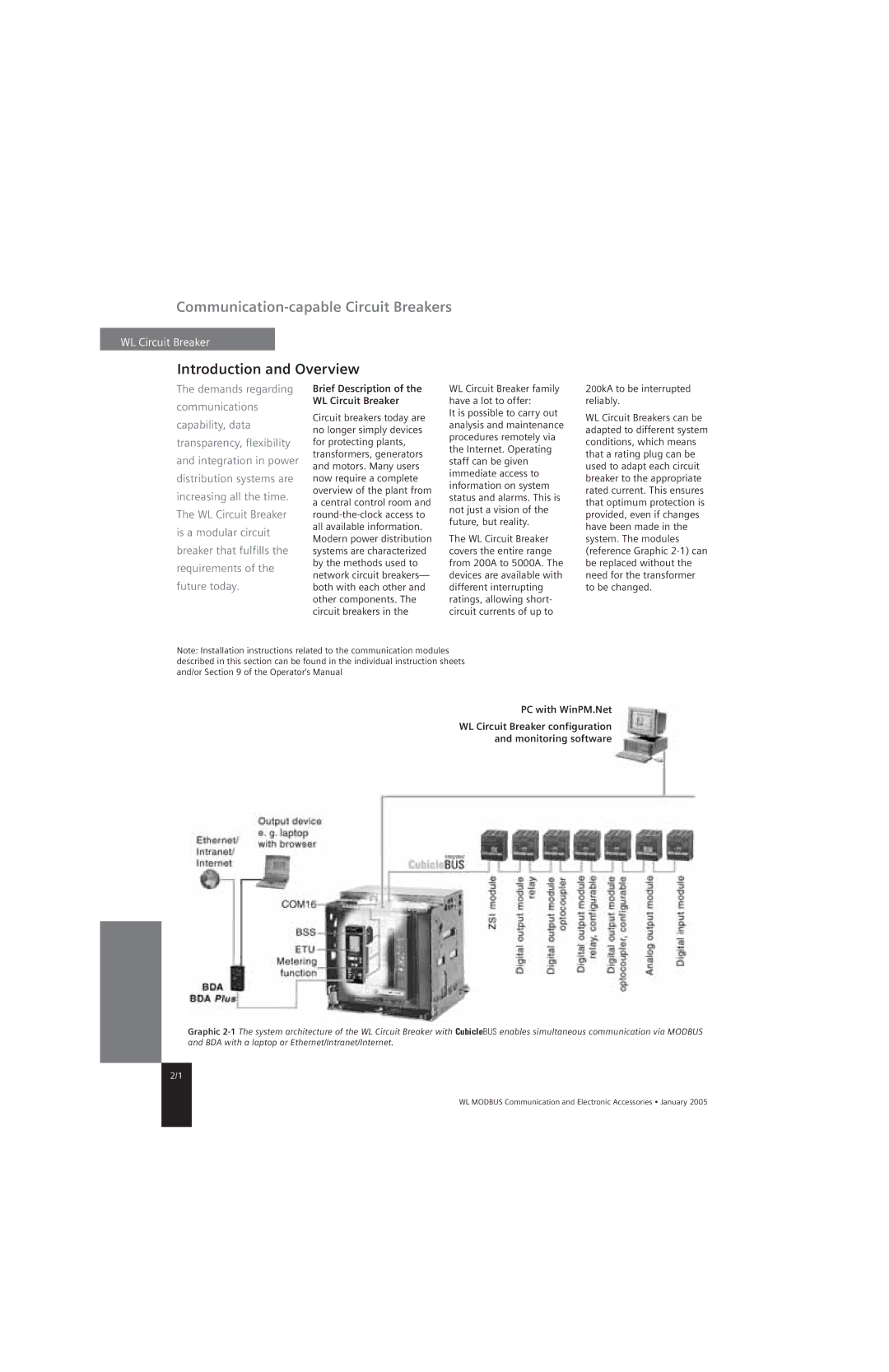 Siemens UL1066, UL 489 specifications Introduction and Overview, Brief Description of the WL Circuit Breaker 