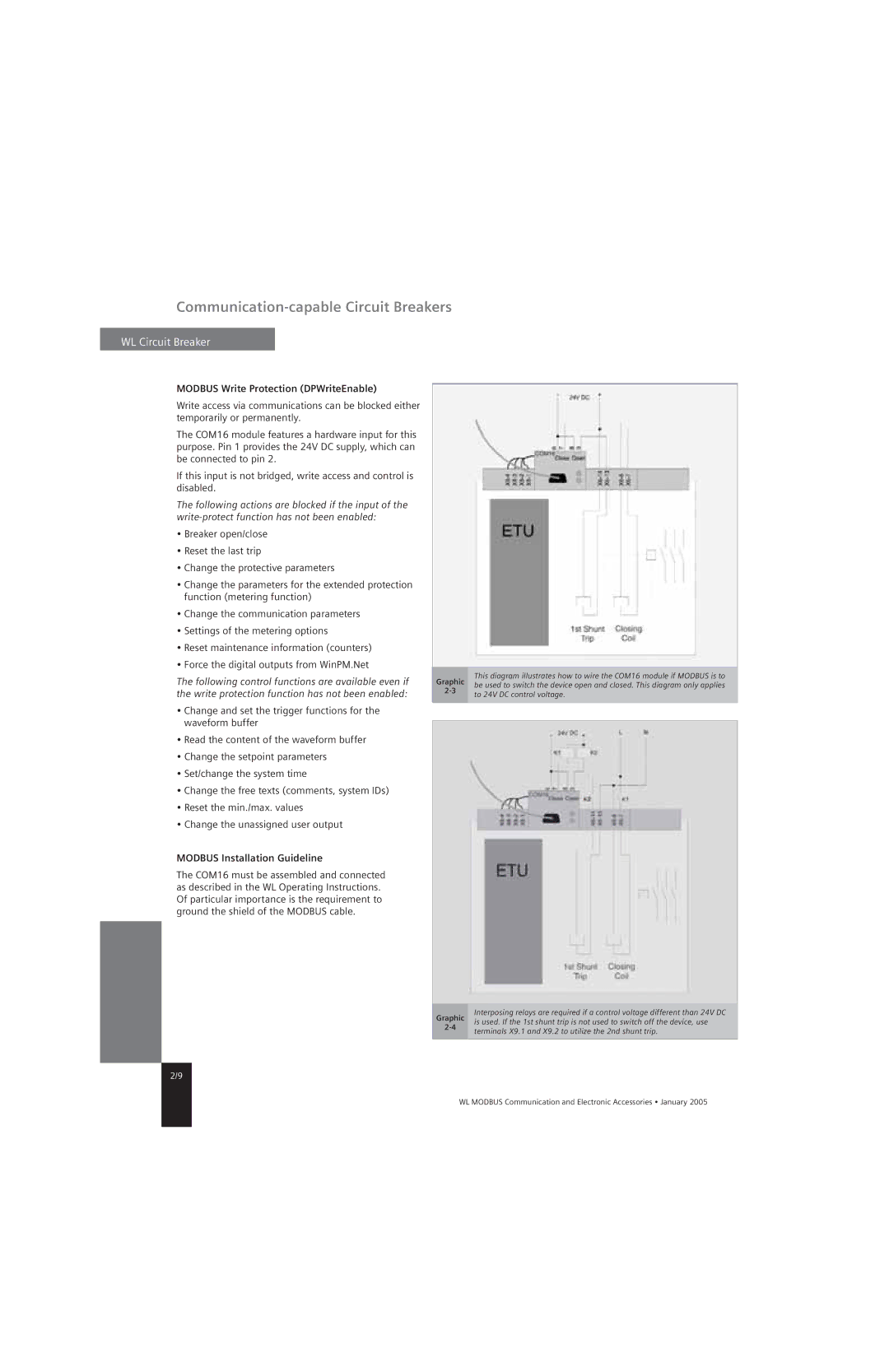 Siemens UL1066, UL 489 specifications Modbus Write Protection DPWriteEnable, Modbus Installation Guideline 