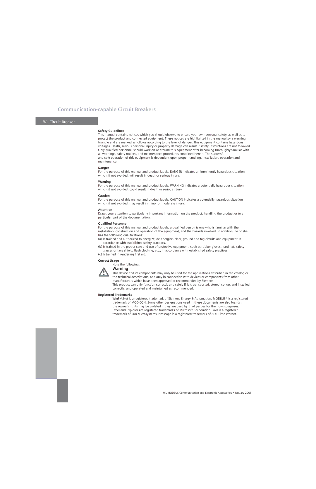 Siemens UL1066, UL 489 specifications Safety Guidelines, Qualified Personnel, Correct Usage, Registered Trademarks 