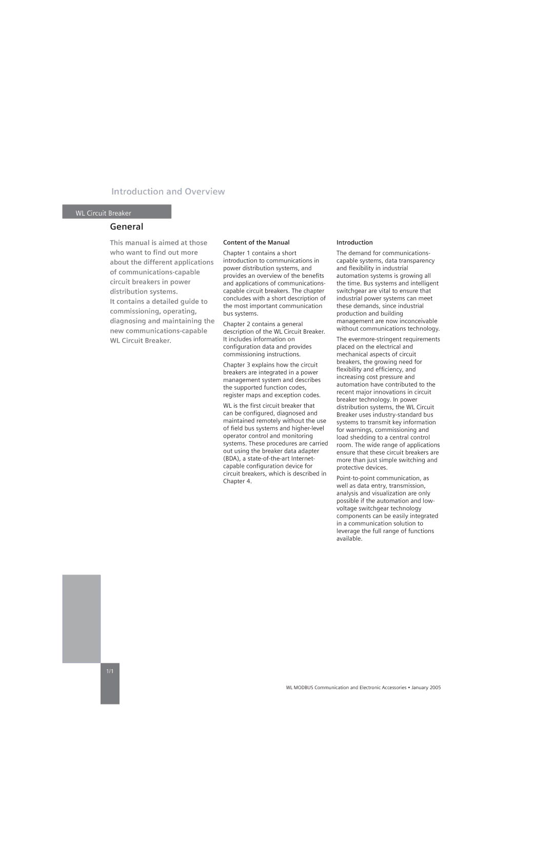 Siemens UL1066, UL 489 specifications General, Content of the Manual, Introduction 