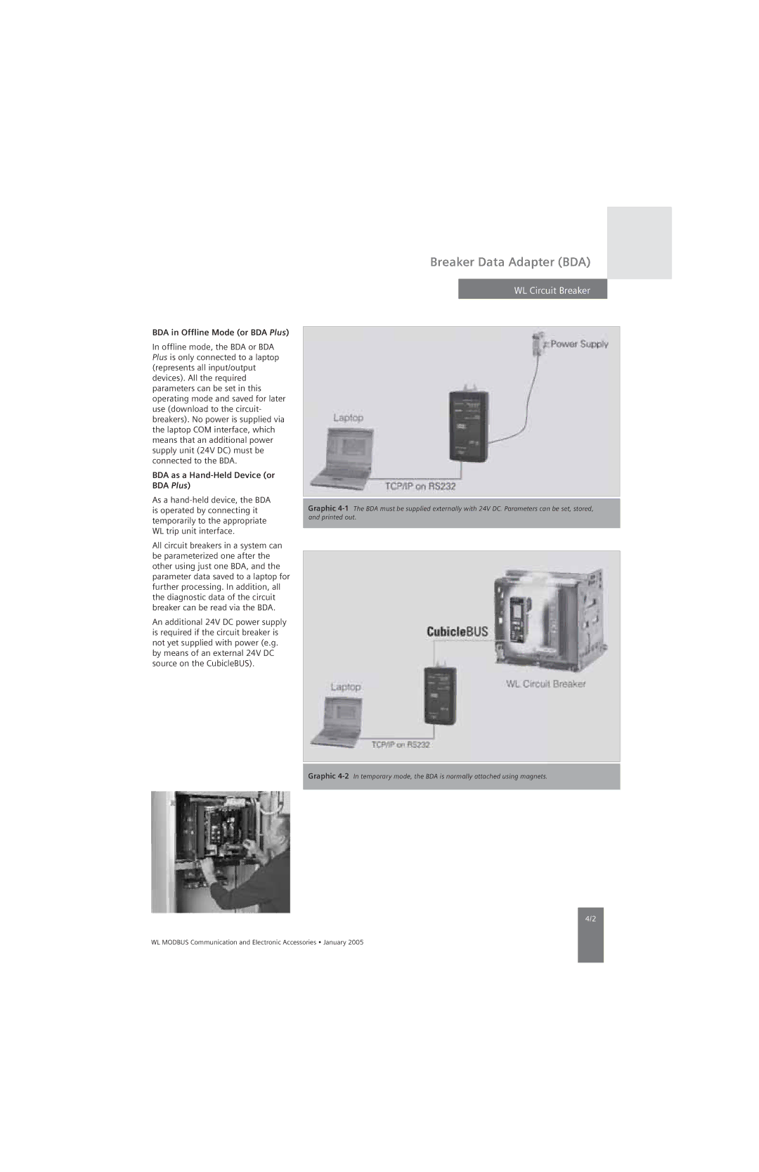 Siemens UL 489, UL1066 specifications BDA in Offline Mode or BDA Plus, BDA as a Hand-Held Device or BDA Plus 