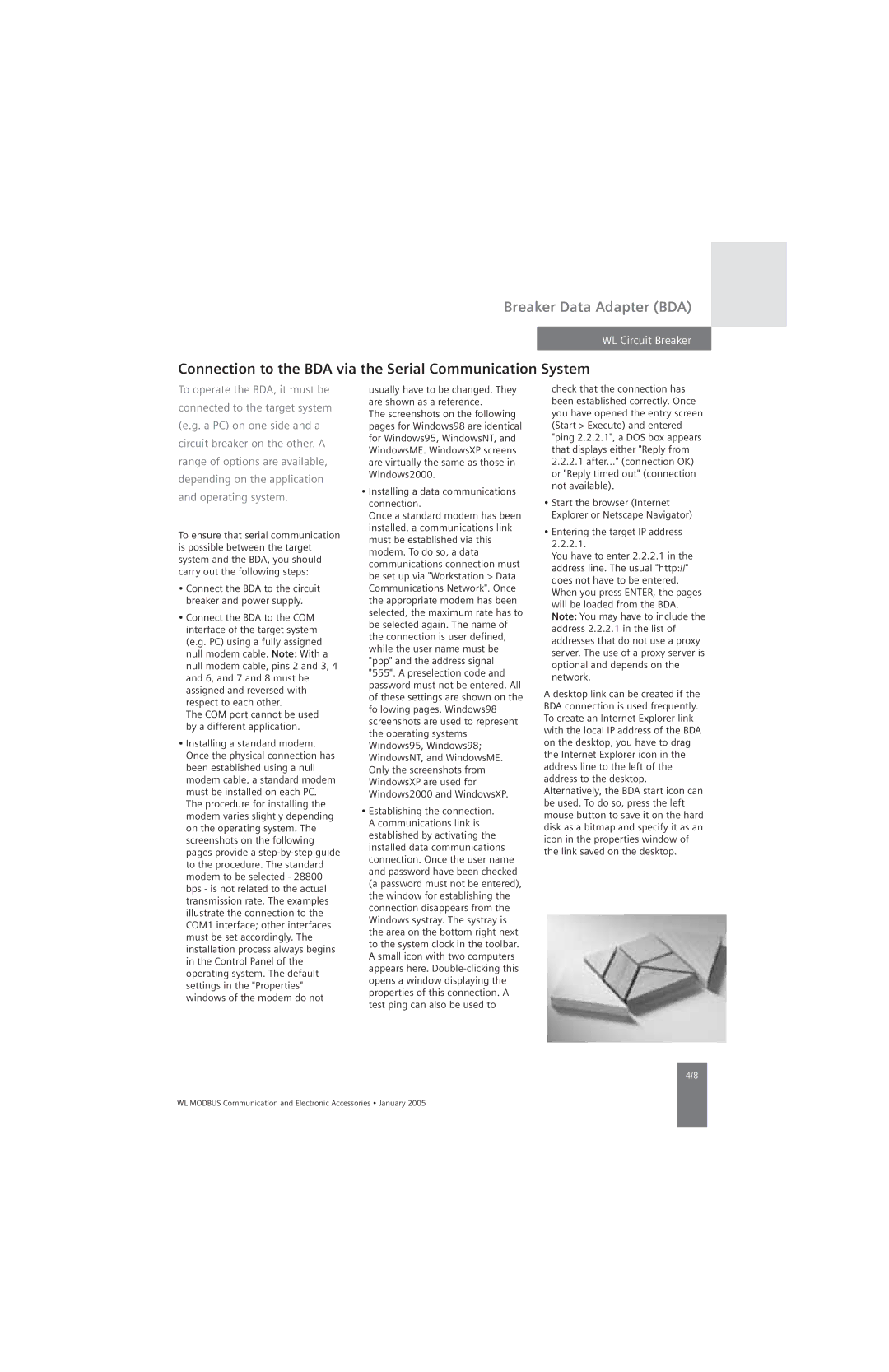 Siemens UL 489, UL1066 specifications Connection to the BDA via the Serial Communication System 