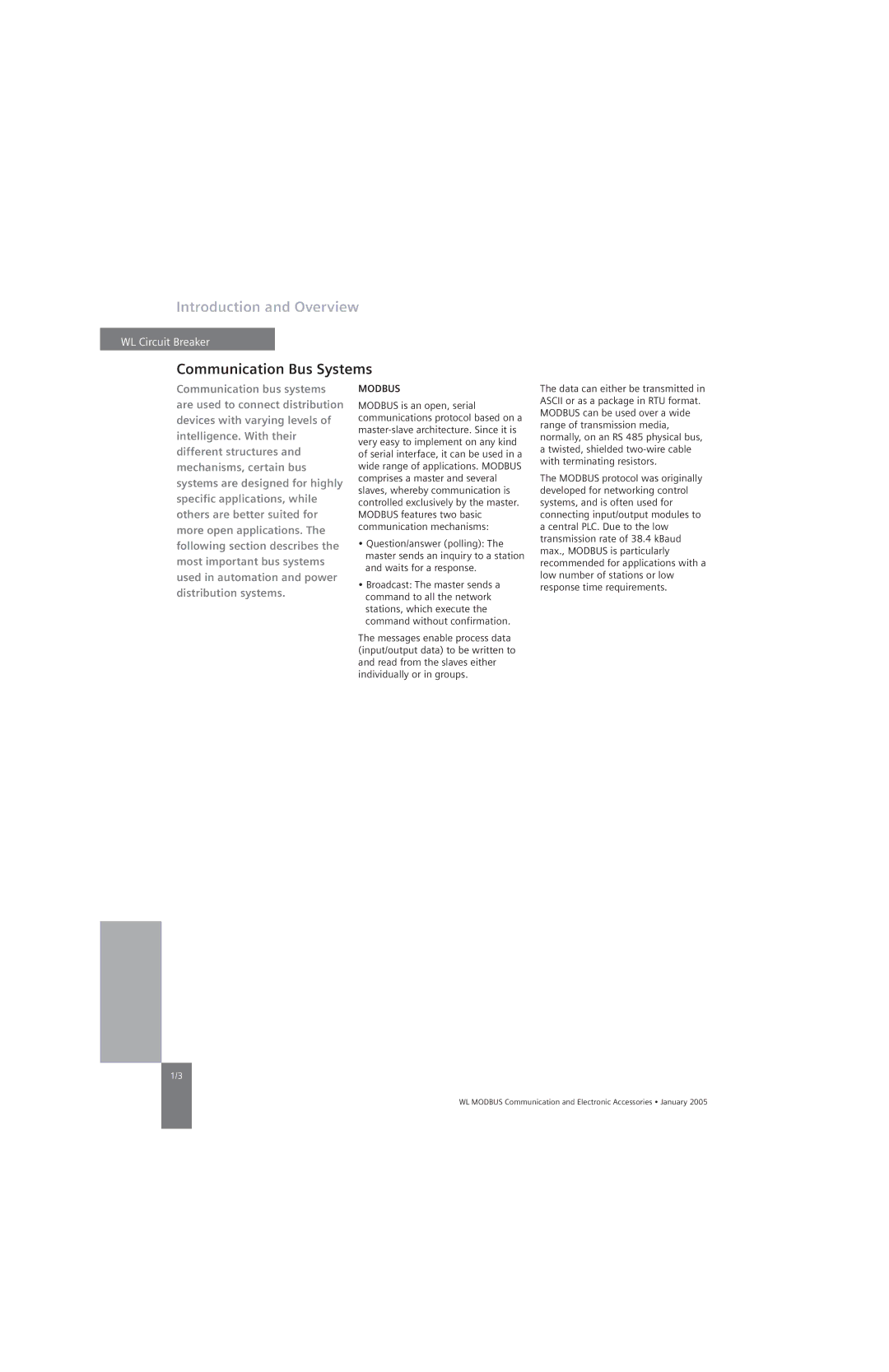 Siemens UL1066, UL 489 specifications Communication Bus Systems, Modbus 