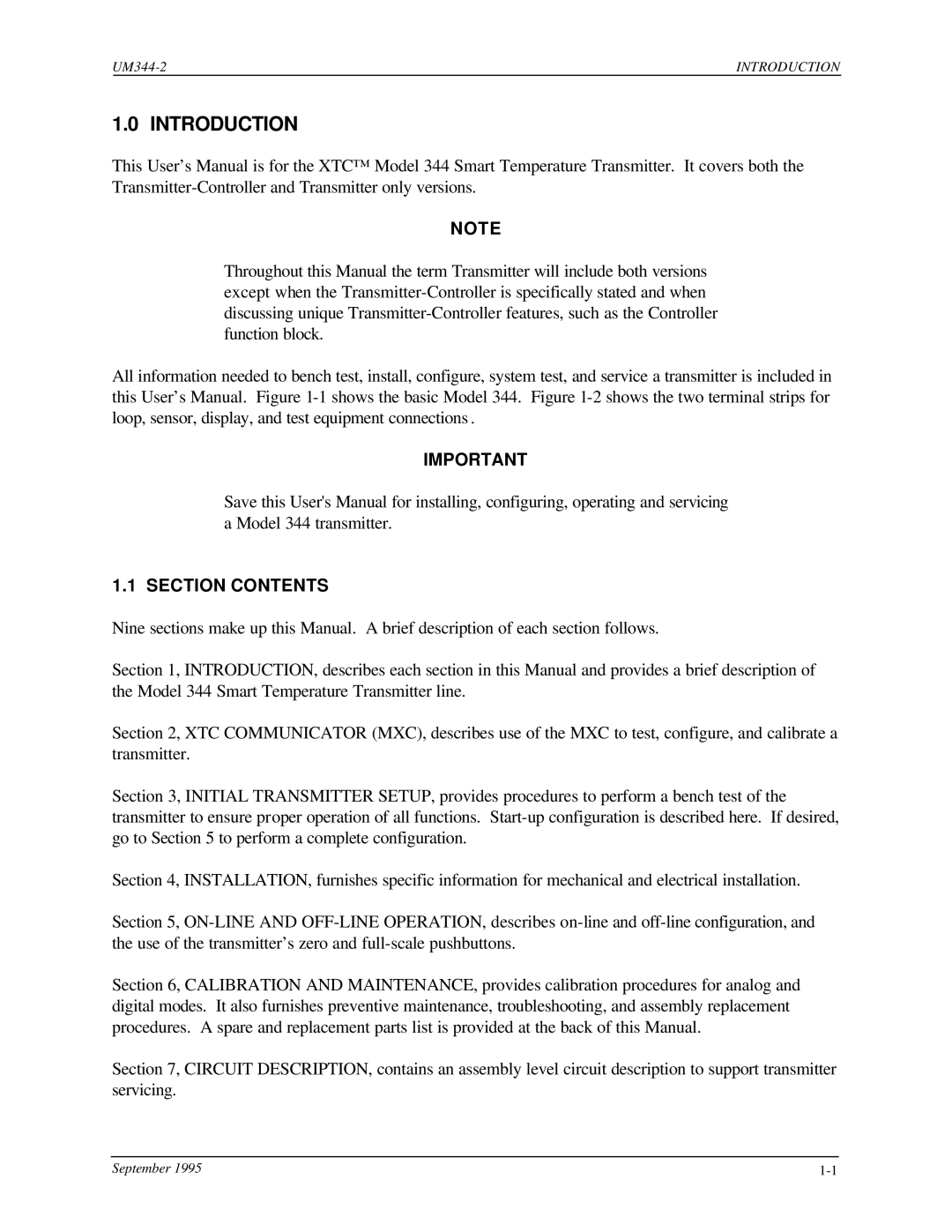 Siemens UM344-2 user manual Introduction, Section Contents 