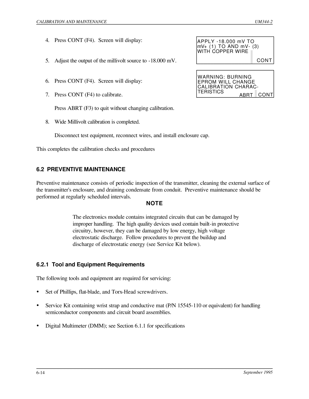 Siemens UM344-2 user manual Preventive Maintenance, Tool and Equipment Requirements 