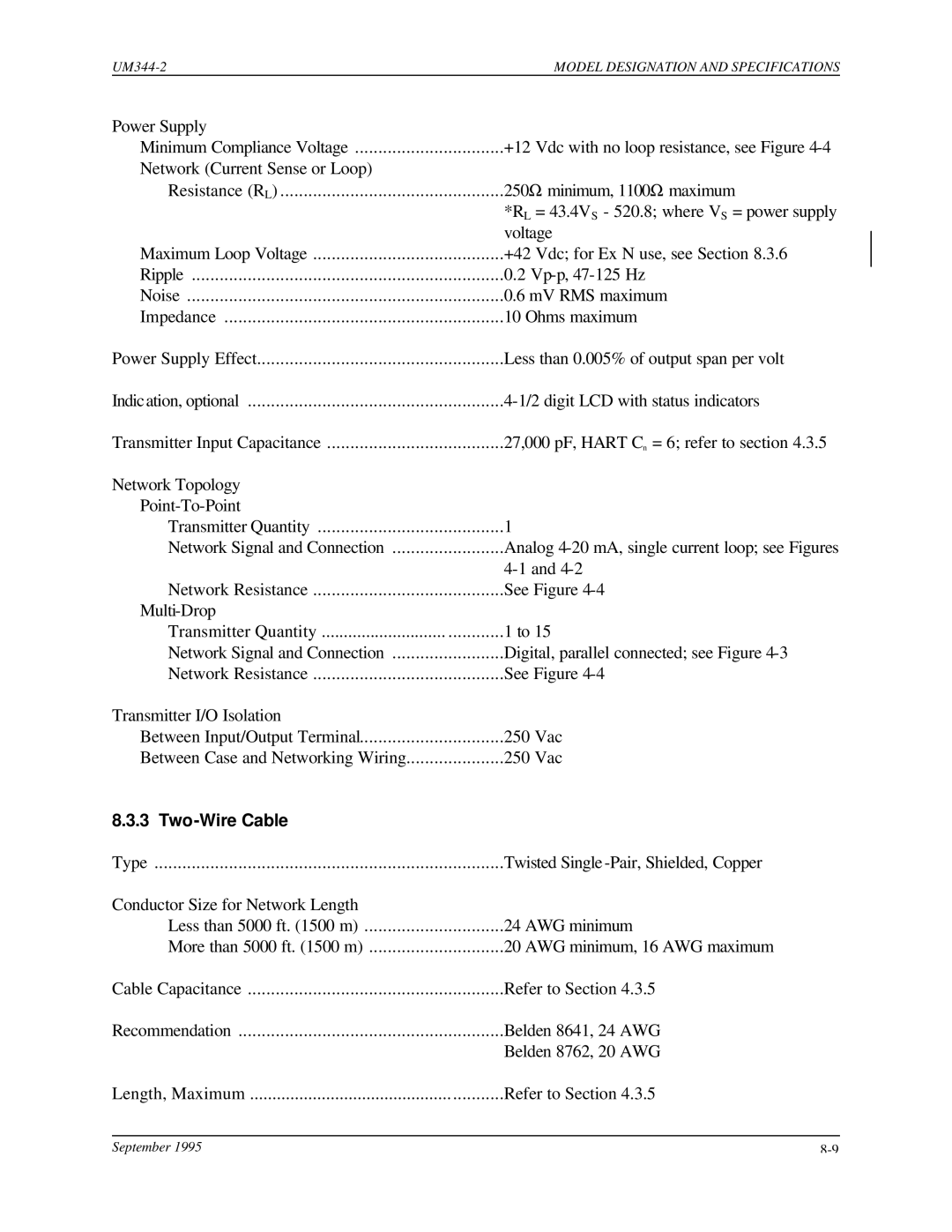 Siemens UM344-2 user manual Two-Wire Cable 