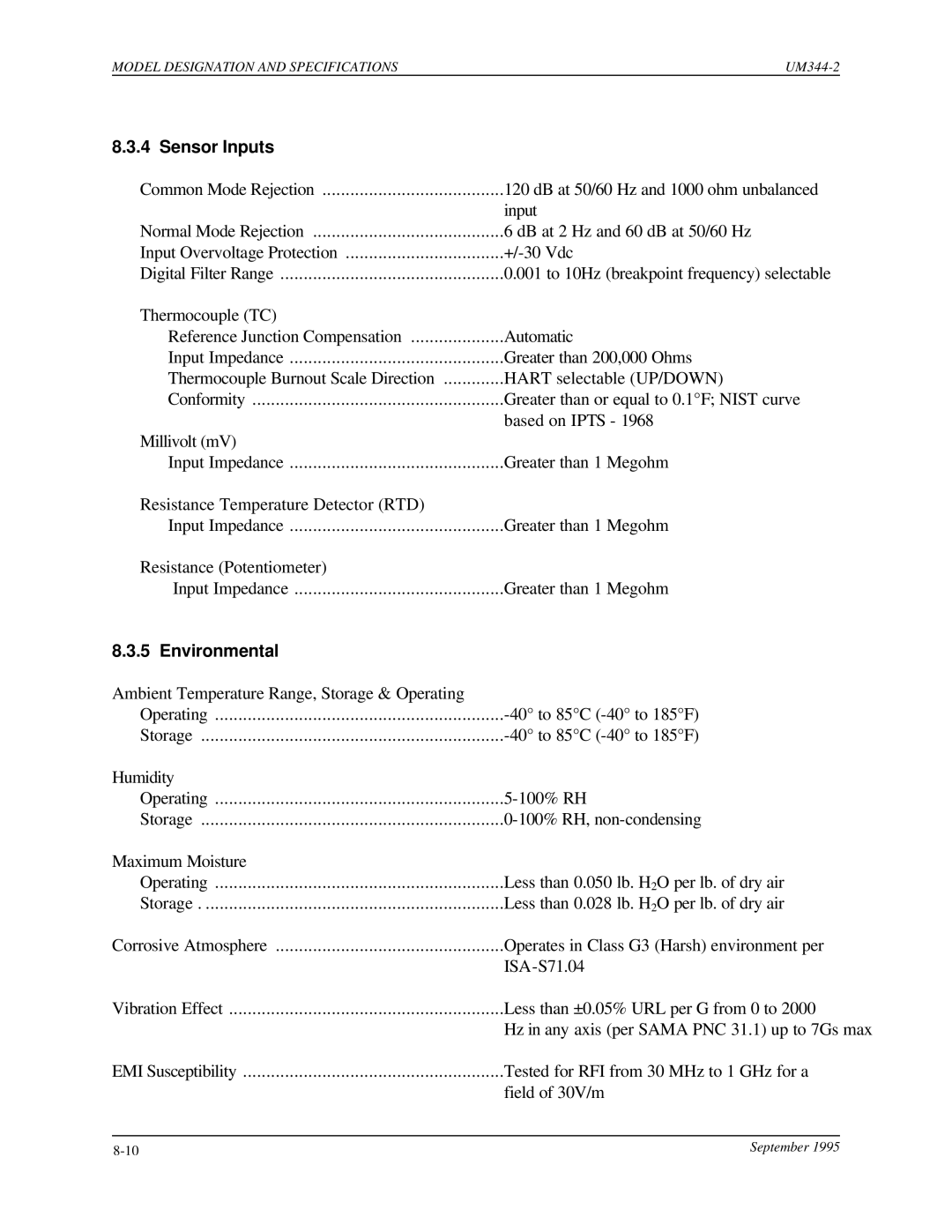 Siemens UM344-2 user manual Sensor Inputs, Environmental 