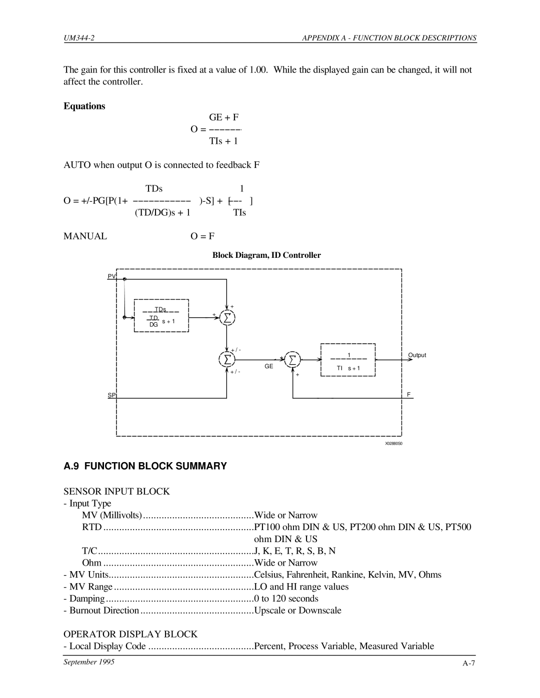 Siemens UM344-2 user manual Function Block Summary, Sensor Input Block, Rtd, Operator Display Block 