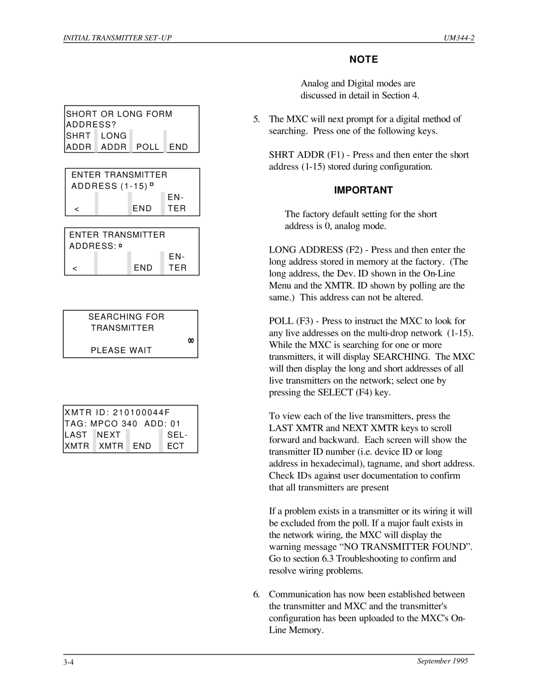 Siemens UM344-2 user manual Enter Transmitter 