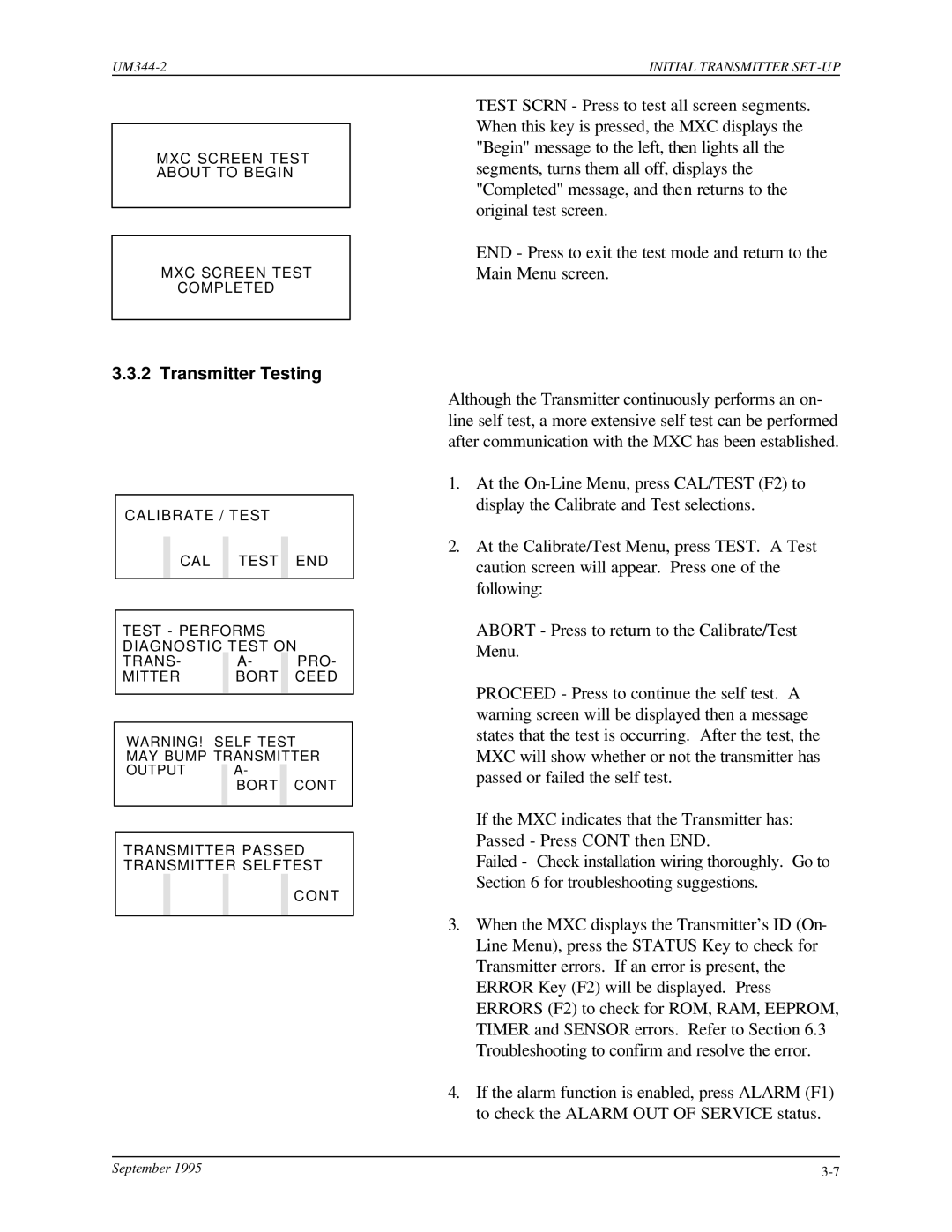 Siemens UM344-2 user manual Transmitter Testing 