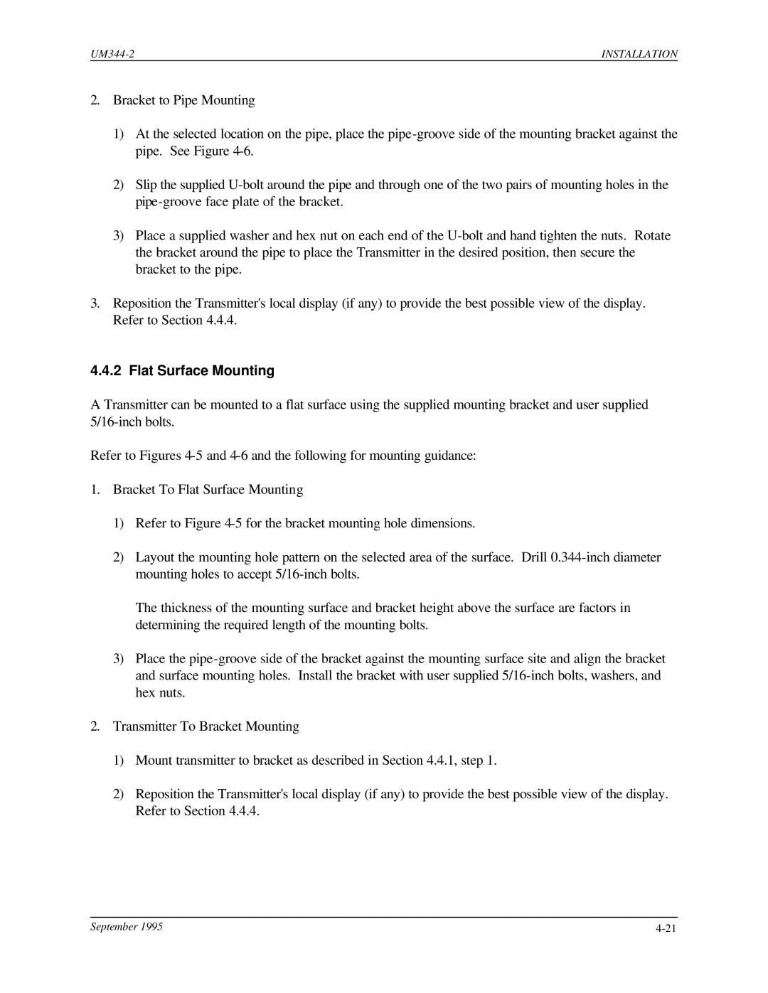 Siemens UM344-2 user manual Flat Surface Mounting 