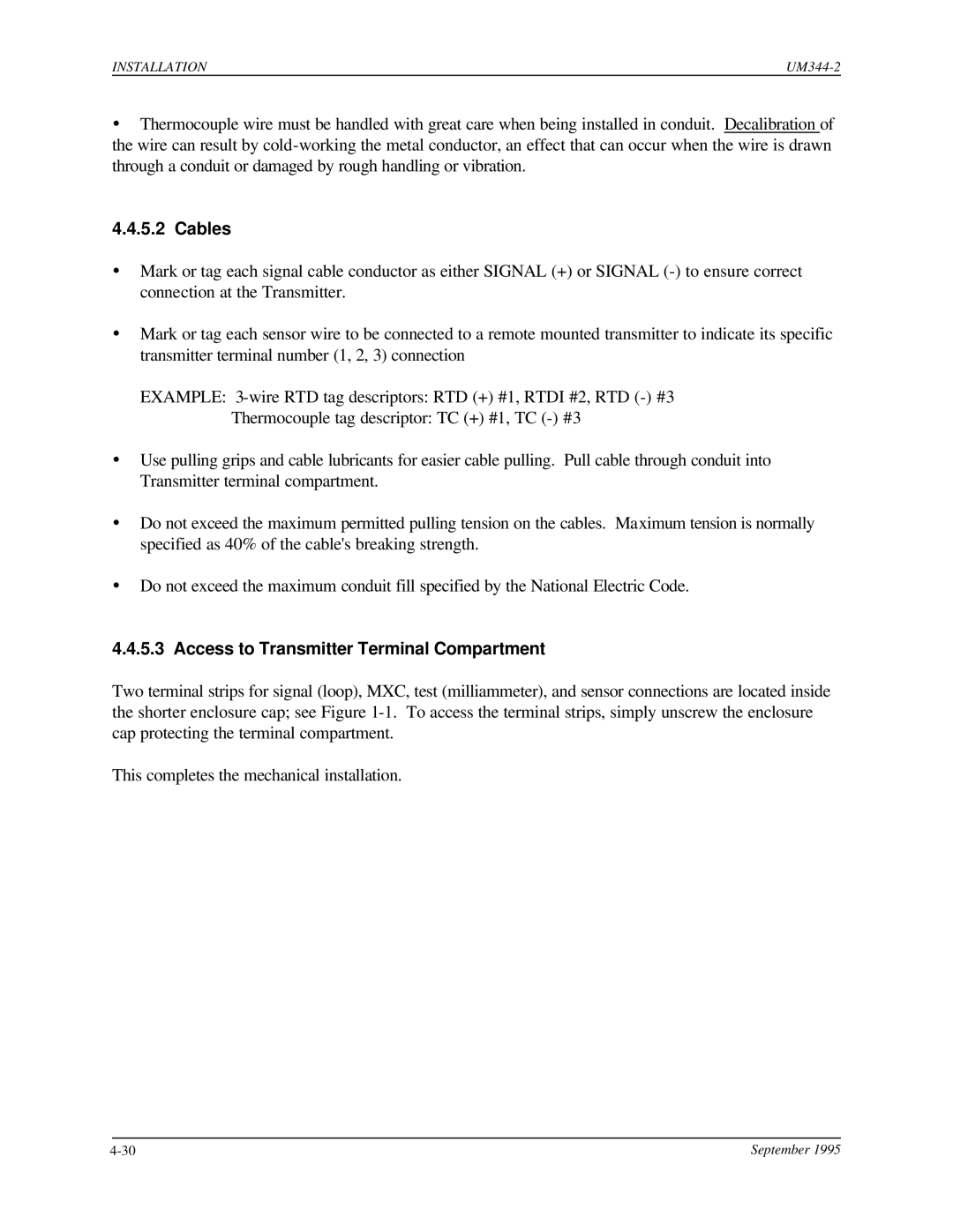 Siemens UM344-2 user manual Cables, Access to Transmitter Terminal Compartment 