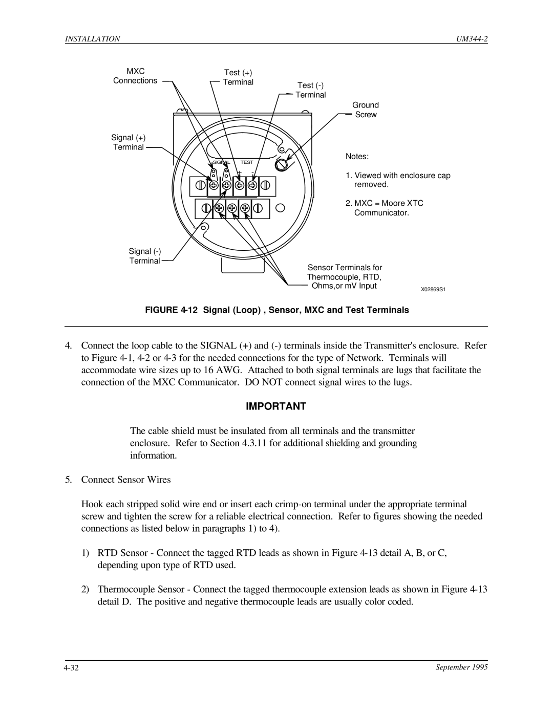 Siemens UM344-2 user manual Signal Loop , Sensor, MXC and Test Terminals 