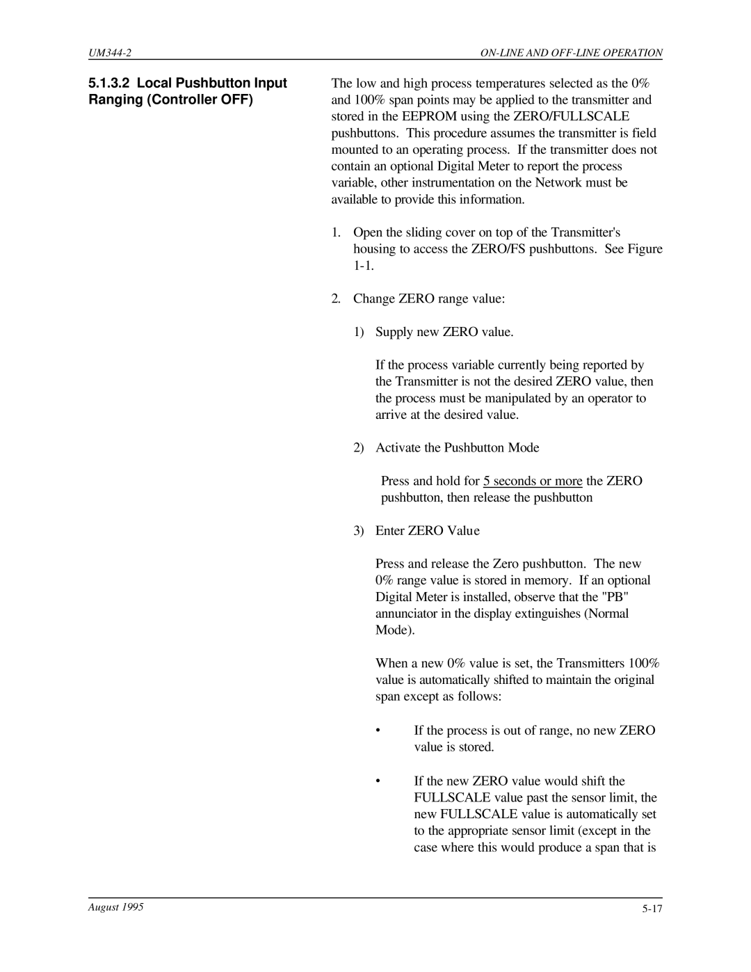 Siemens UM344-2 user manual Ranging Controller OFF 