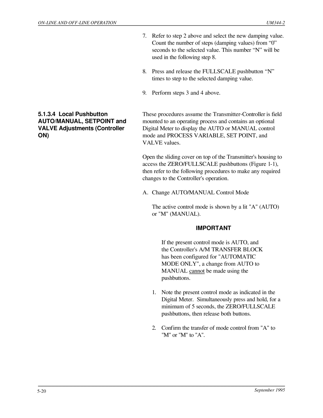 Siemens UM344-2 user manual AUTO/MANUAL, Setpoint, Valve Adjustments Controller 